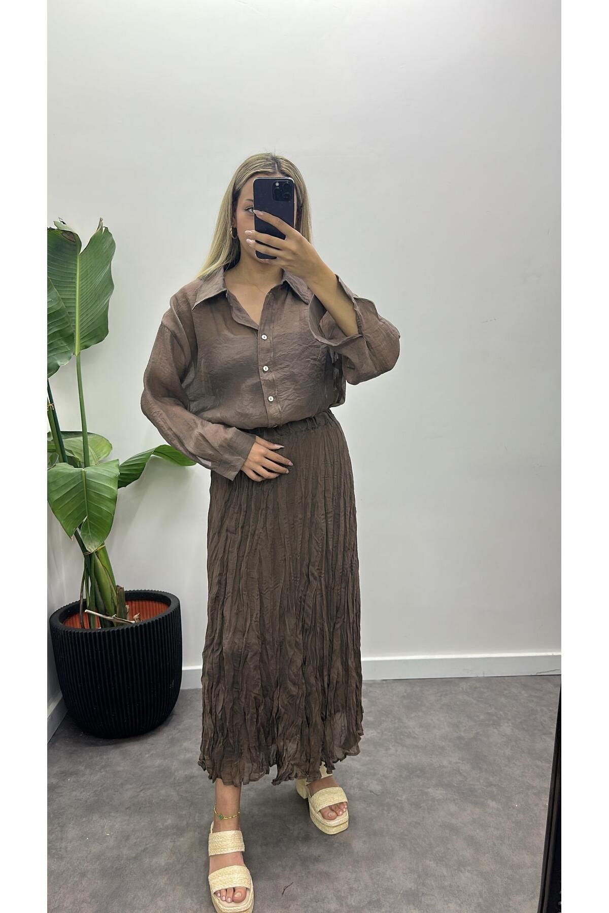 Acar Boutique Kırışık Lüks Kalite Etek