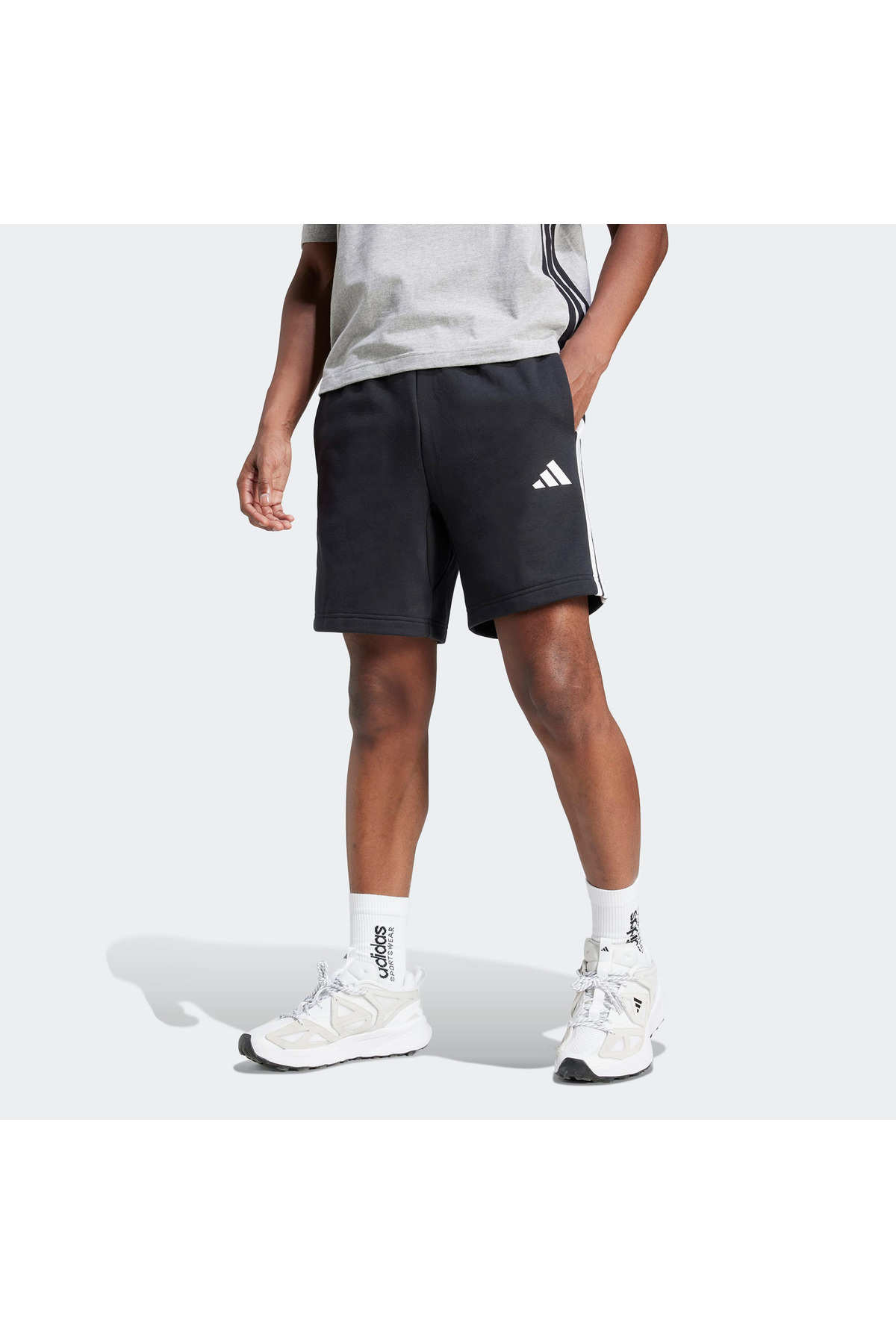 آدیداس شلوارک مردانه مشکی Essential 3 Stripes French Terry