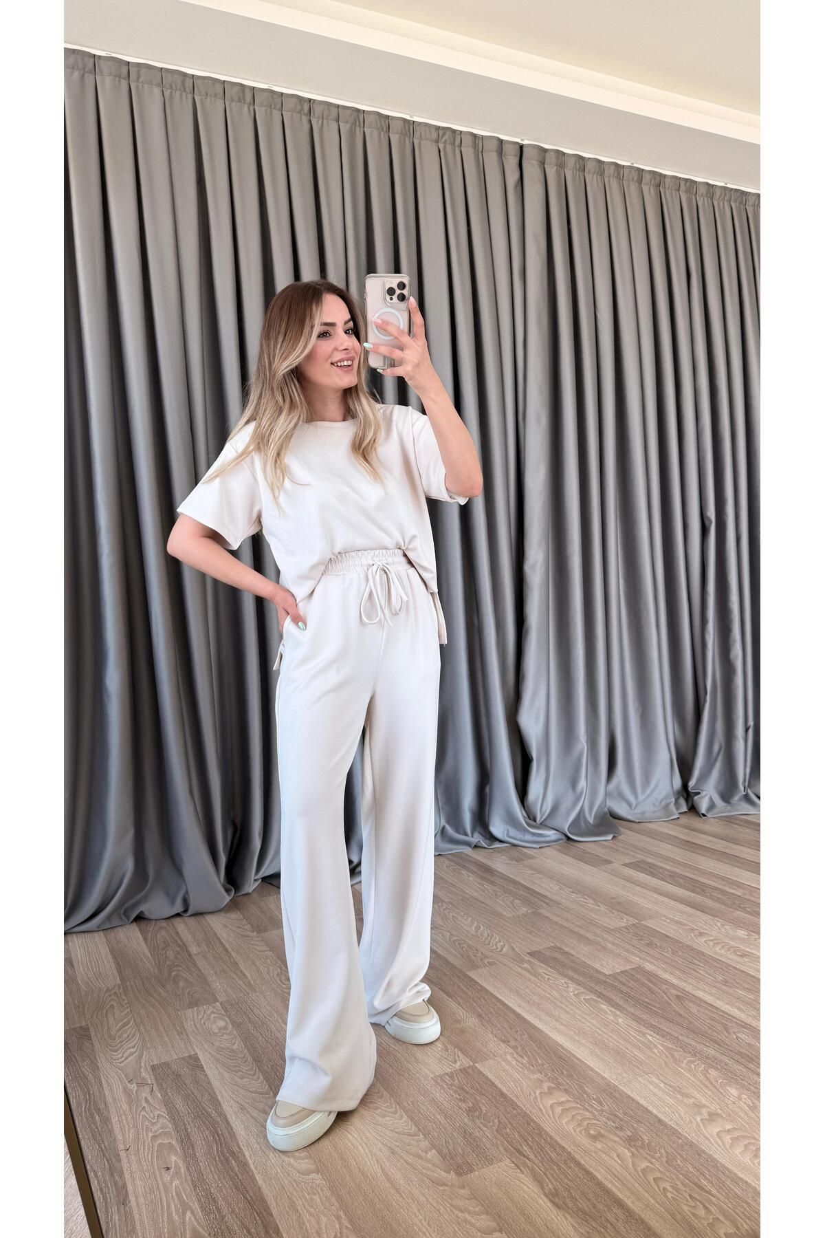 pelin yıldız butik Fortuna Kısa Kol Modal Kumaş Takım
