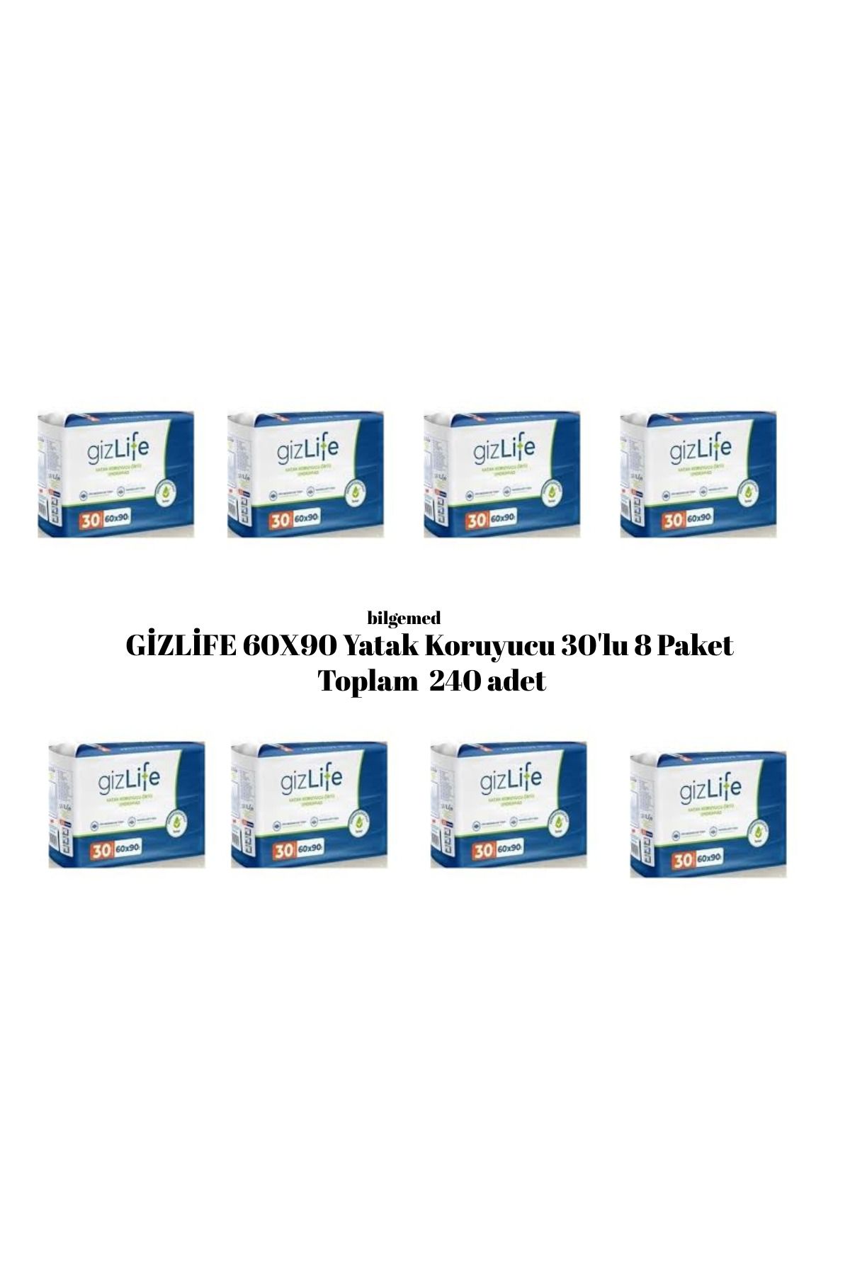 GIZLIFE Yatak Koruyucu Örtü 60x90 cm 8 PAKET– 240 Adet