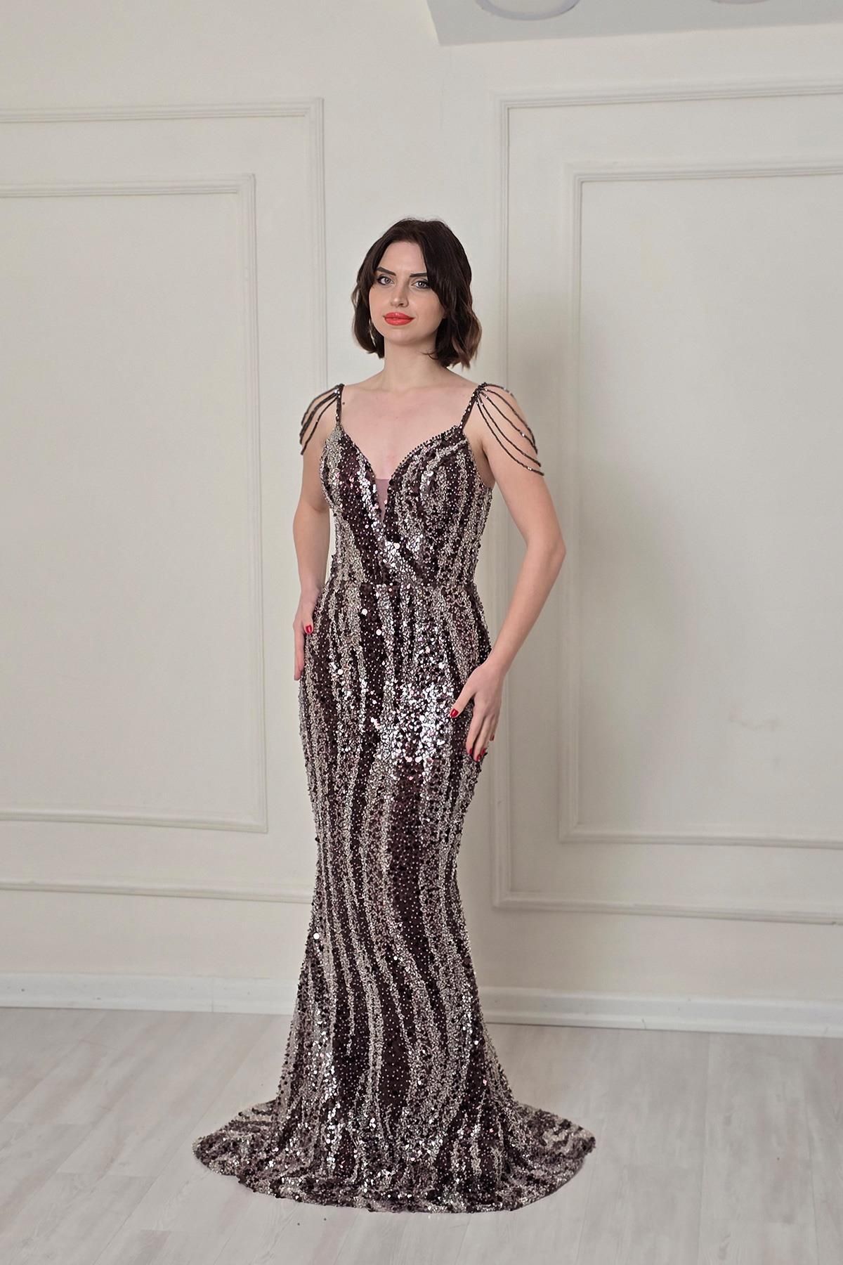 Yonca Moda Evi Bakır Sarkaçlı Abiye 715