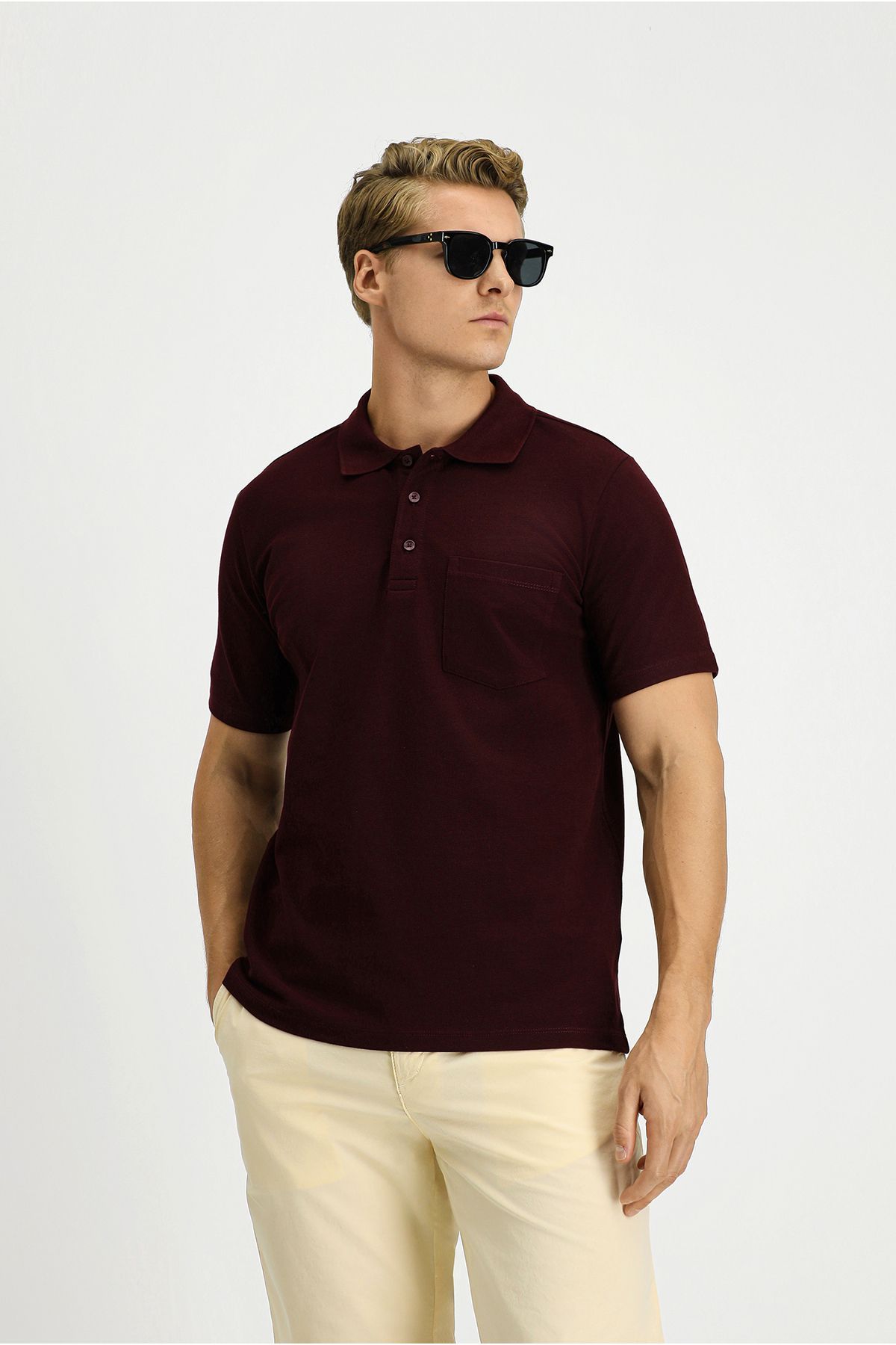 Kiğılı Slim Fit Dar Kesim Pamuk Cepli Polo Yaka Tişört