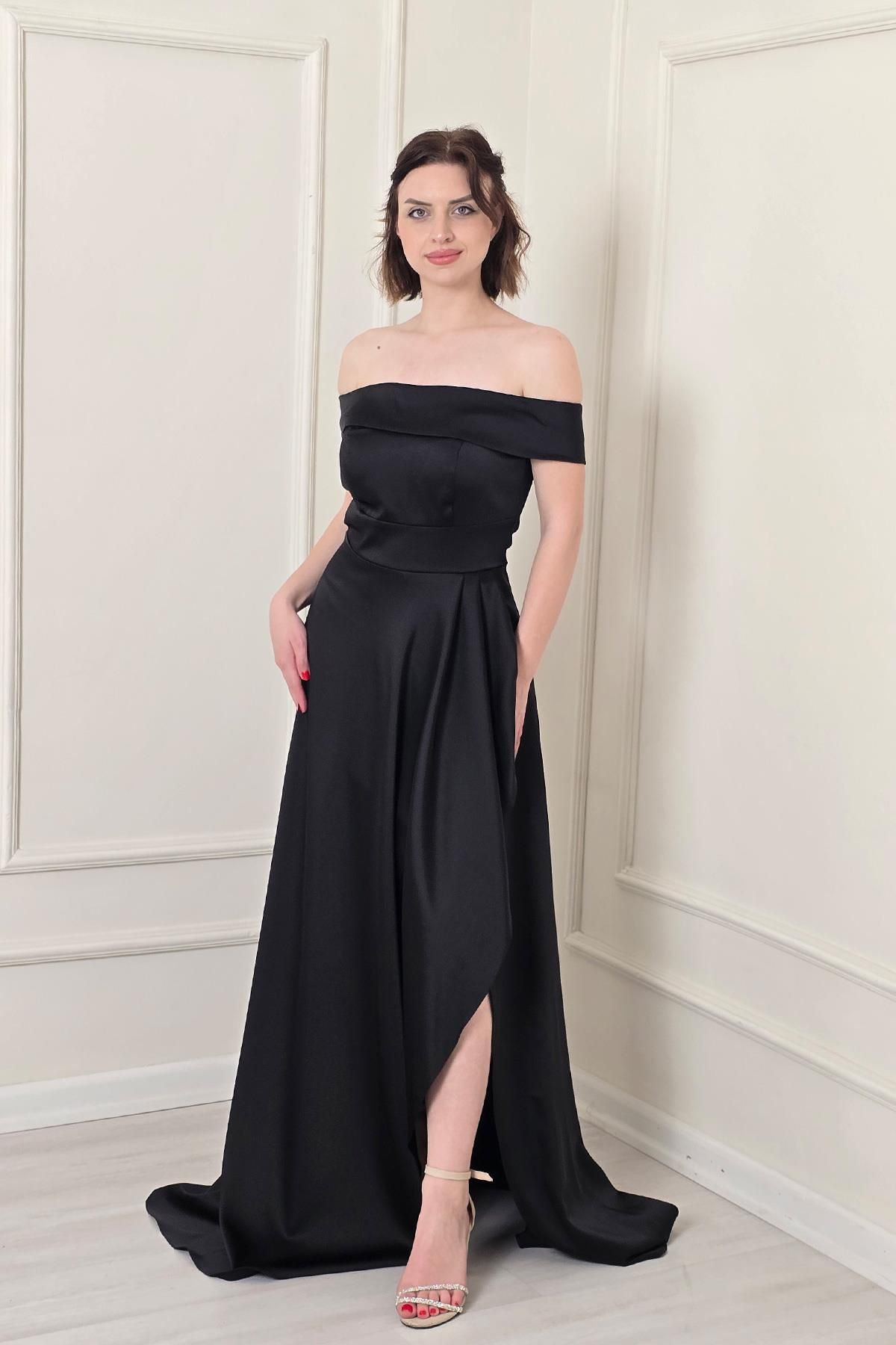 Yonca Moda Evi Siyah Madonna Yaka Abiye 5045