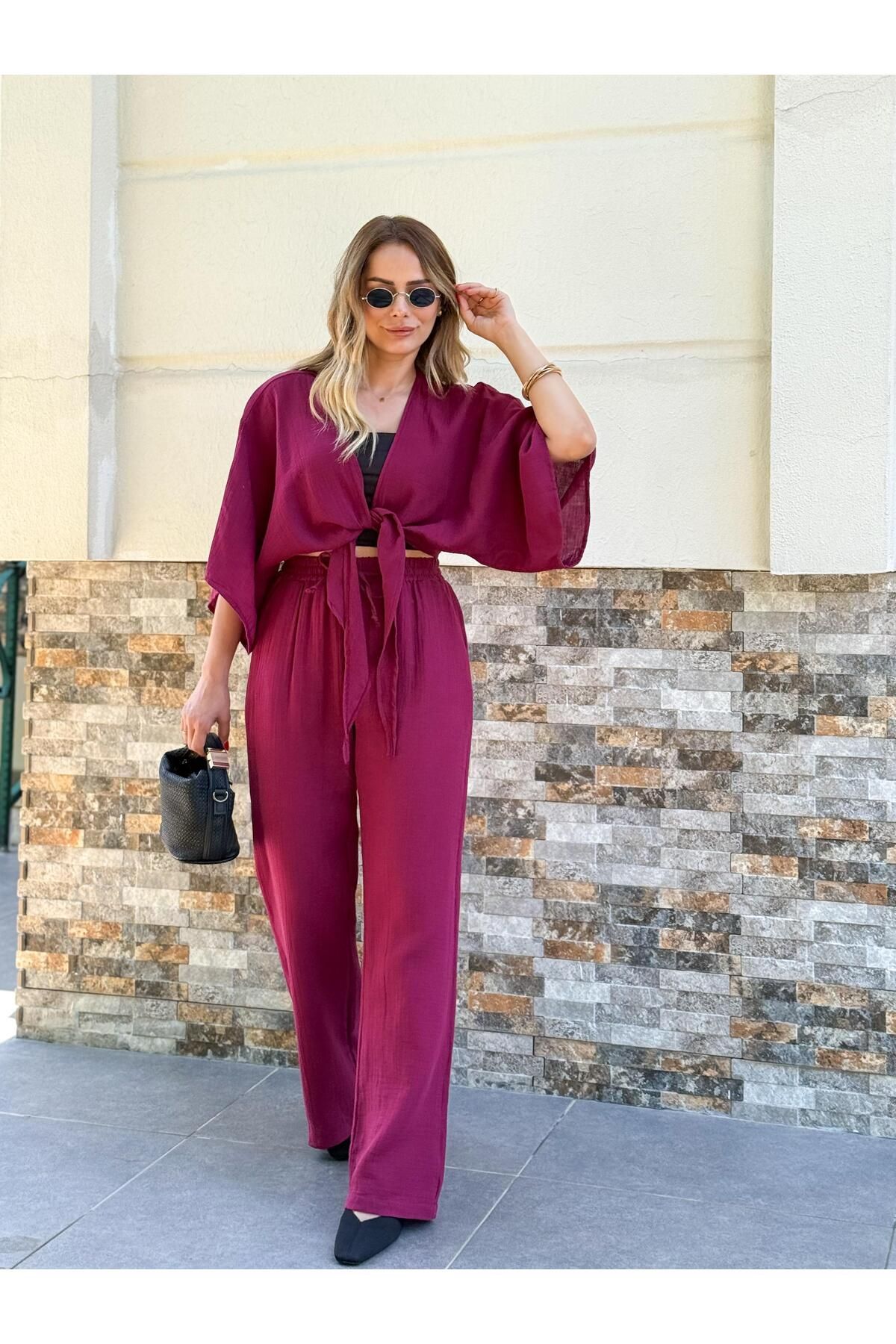 pelin yıldız butik Freya Pantolon Crop Takım