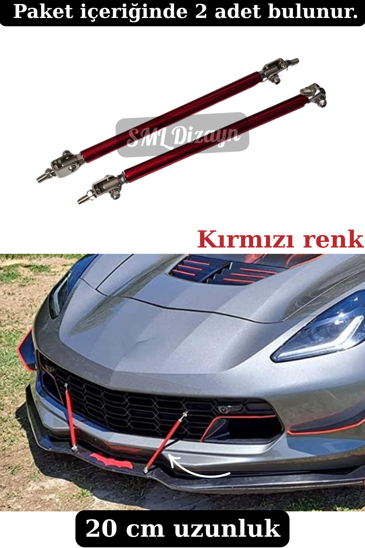 SML Dizayn 20 cm Kırmızı Ön Lip Tutucu Ön ek Tutucu Amortisör