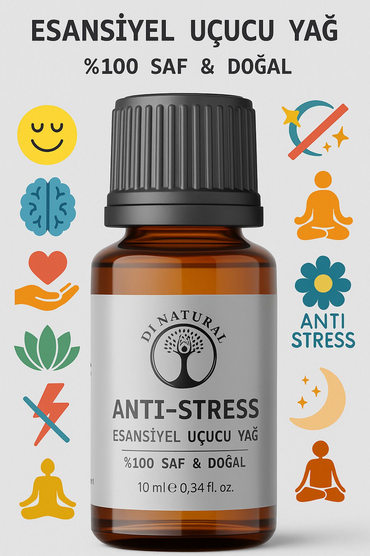 di naturel Anti-Stress Uçucu Yağ %100 Saf Doğal Esans Buhurdanlık Difüzör Oda Esansı 10 ml