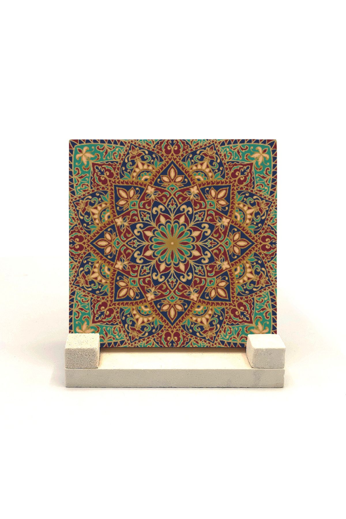 Souvenest İran Deseni Baskılı Doğaltaş Masaüstlük 10x10 Kd-19