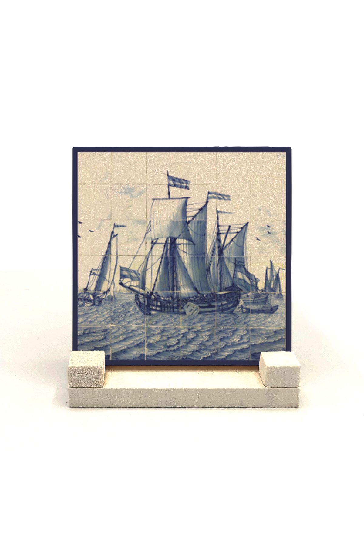 Souvenest Hollanda Deseni Baskılı Doğaltaş Masaüstlük 10x10 Kd-98