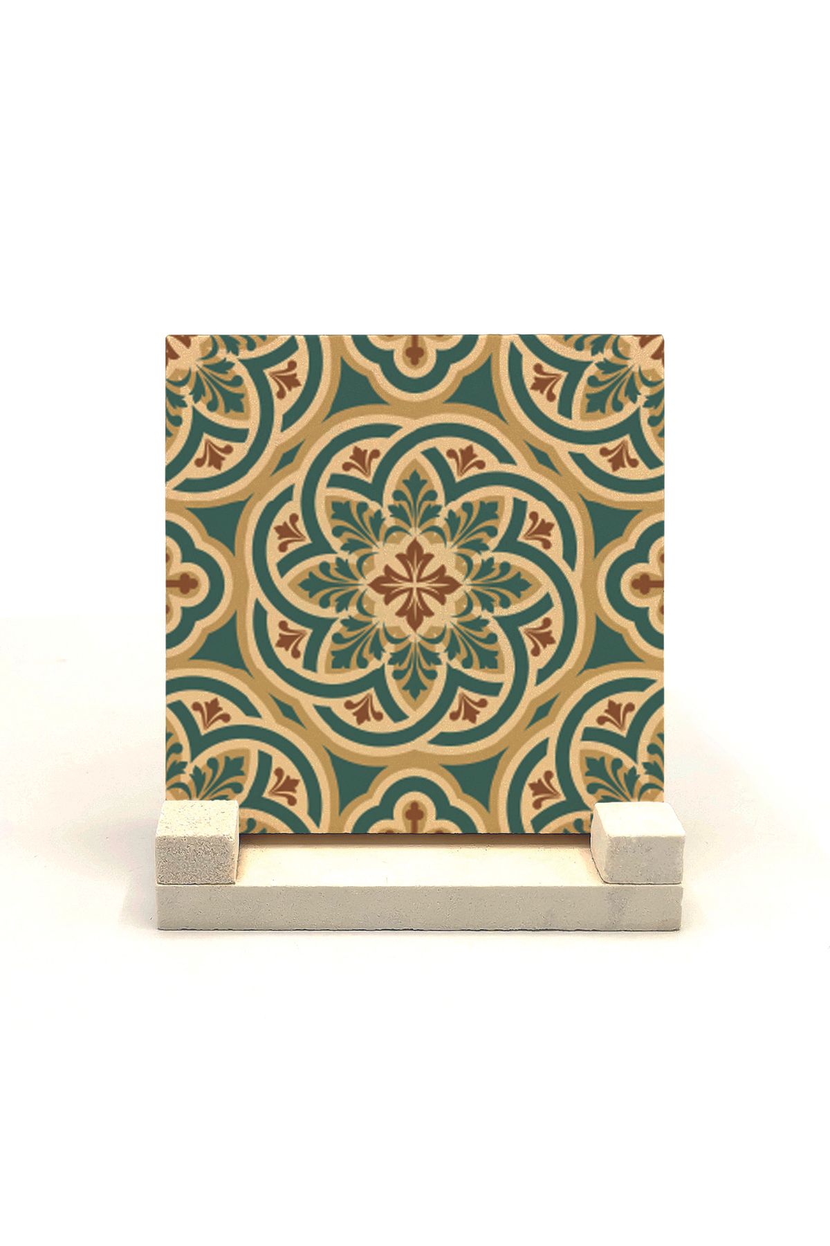 Souvenest Bizans Deseni Baskılı Doğaltaş Masaüstlük 10x10 Kd-85