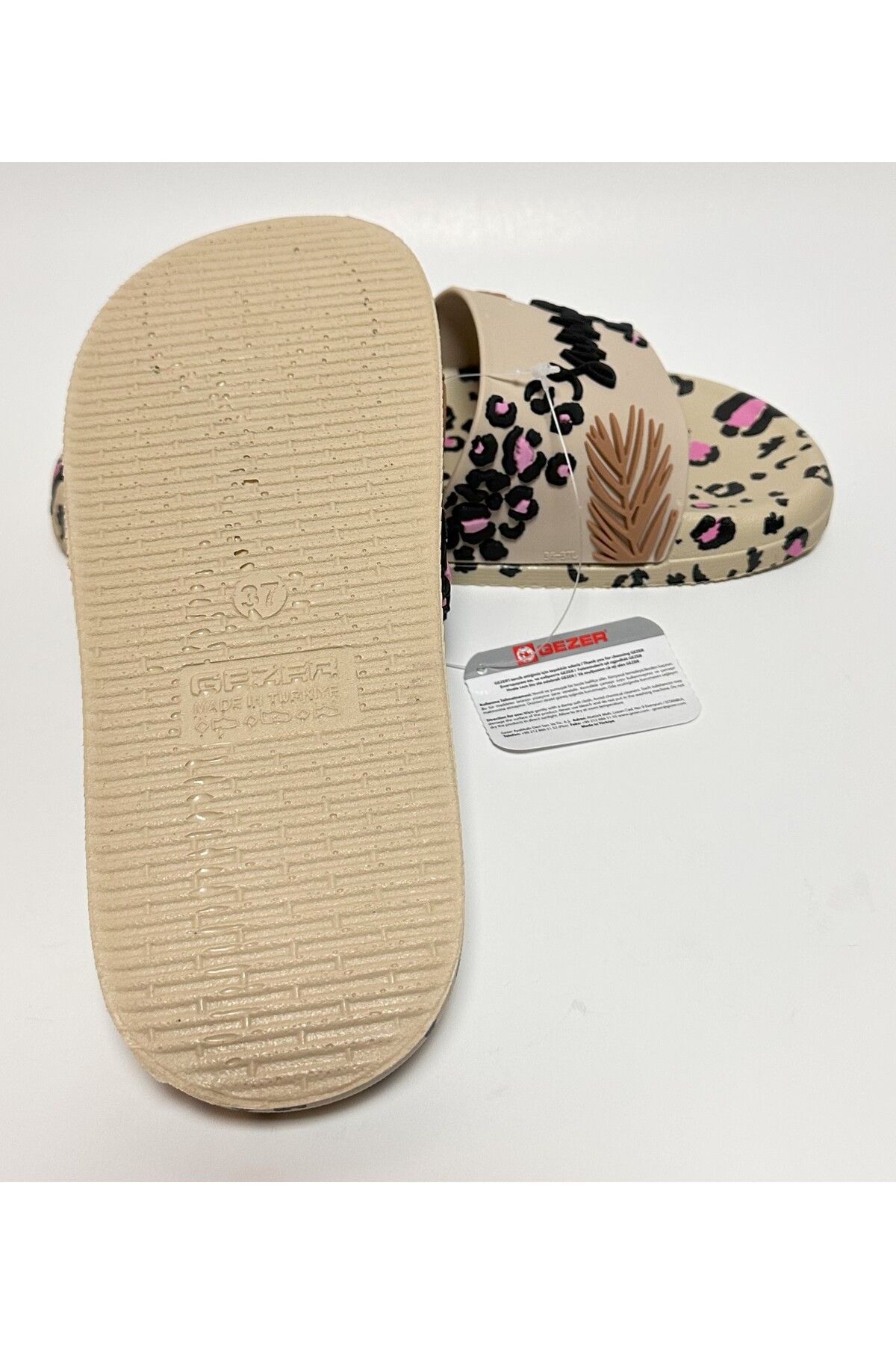 GEZER-Summer Detail Leopard Patterned Anti-Slip Eva Anatomic Sole Women's Wet Floor, Home and Street Slippers 7