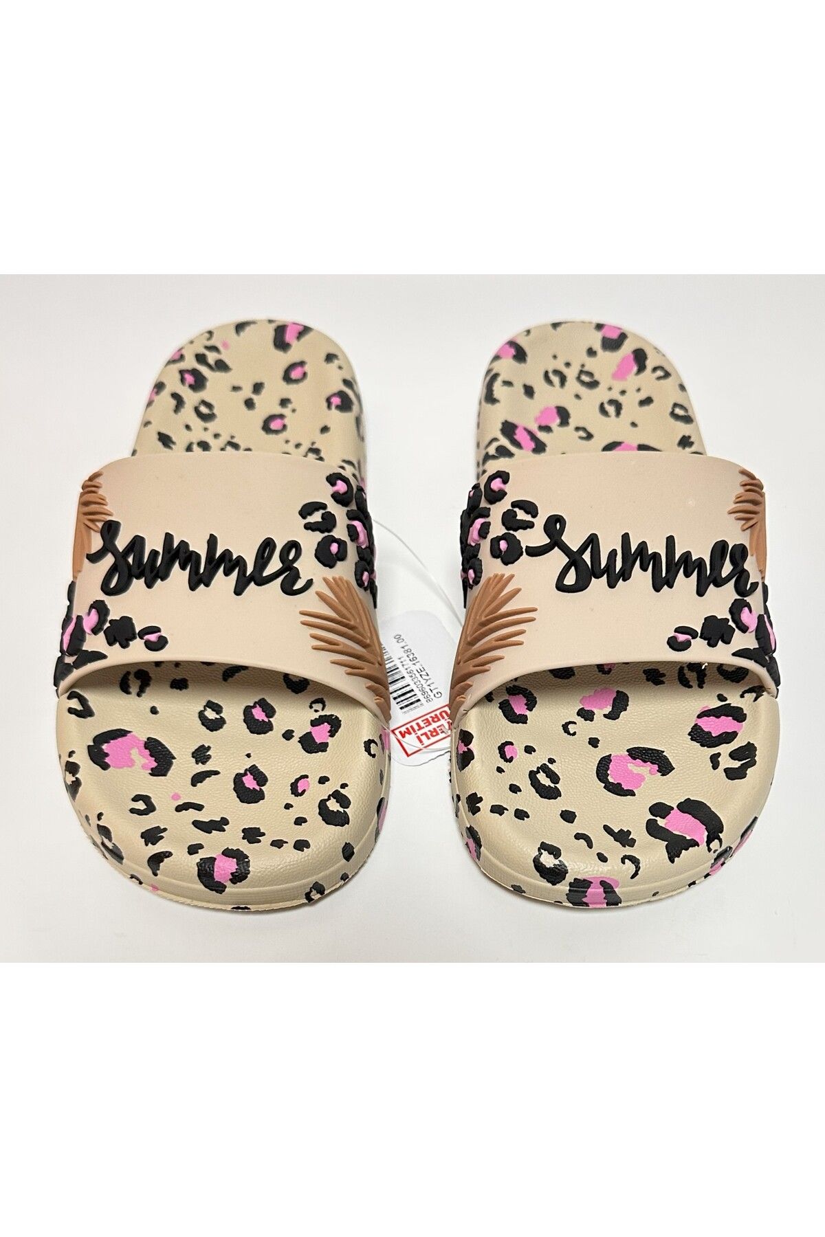 GEZER-Summer Detail Leopard Patterned Anti-Slip Eva Anatomic Sole Women's Wet Floor, Home and Street Slippers 4