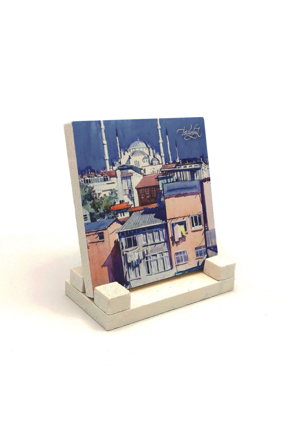 Souvenest Sultanahmet Camii Baskılı Doğaltaş Masaüstlük 10x10 KRT-15