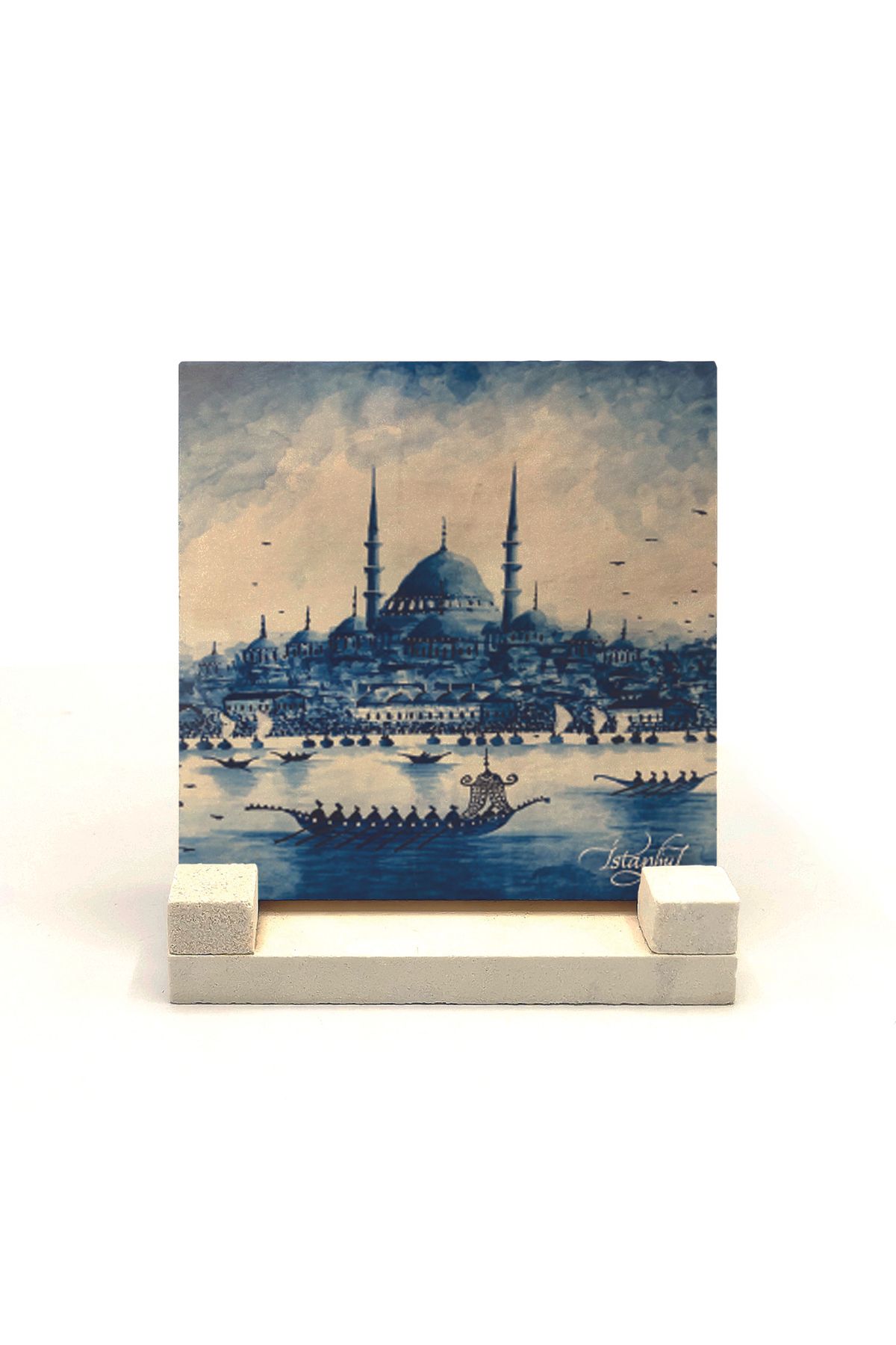 Souvenest Eminönü Yeni Camii Baskılı Doğaltaş Masaüstlük 10x10 Krt-42