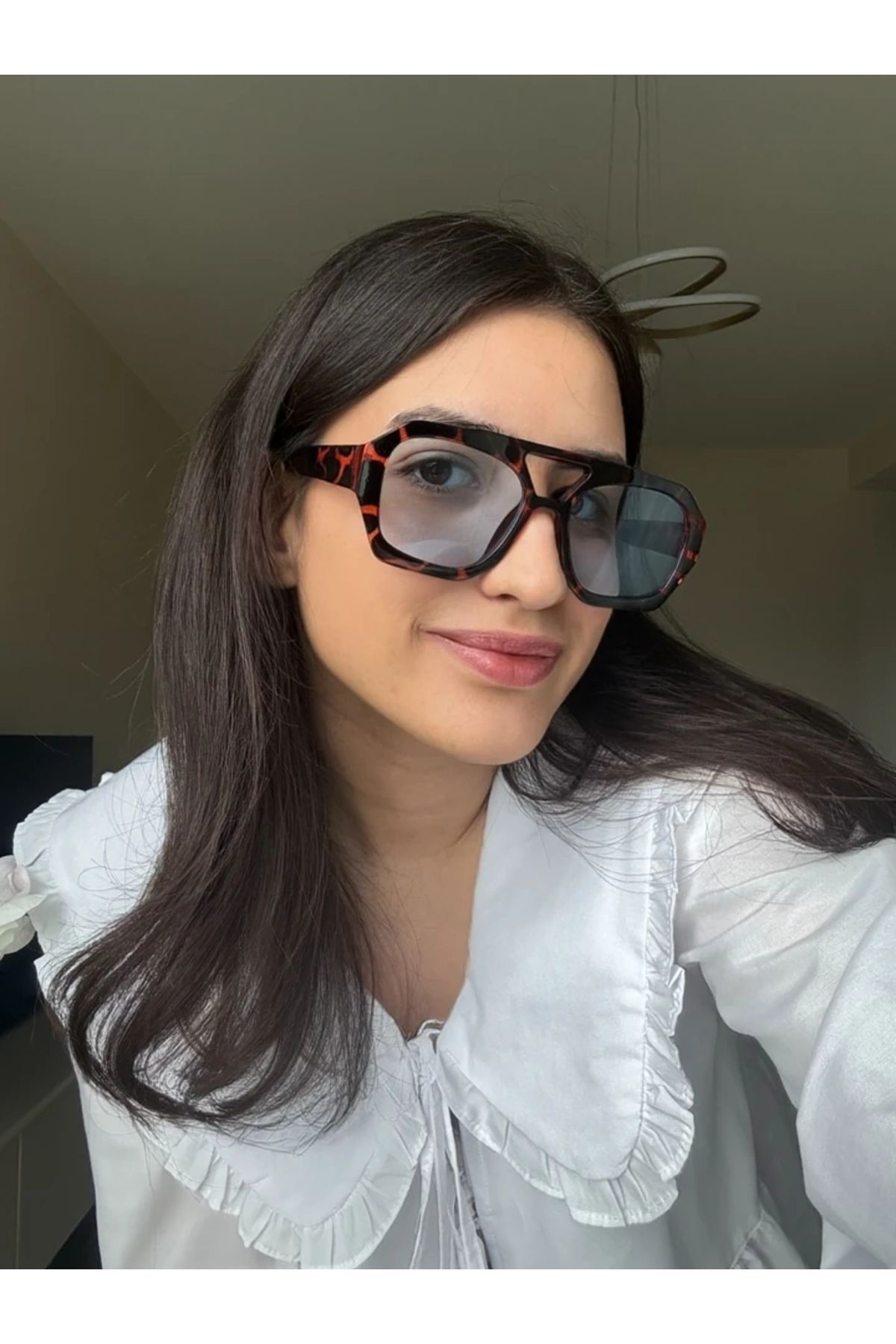 RoseandRoses Vehile Orijinal Model Güneş Gözlüğü Leopar Çerçeve Mavi Cam