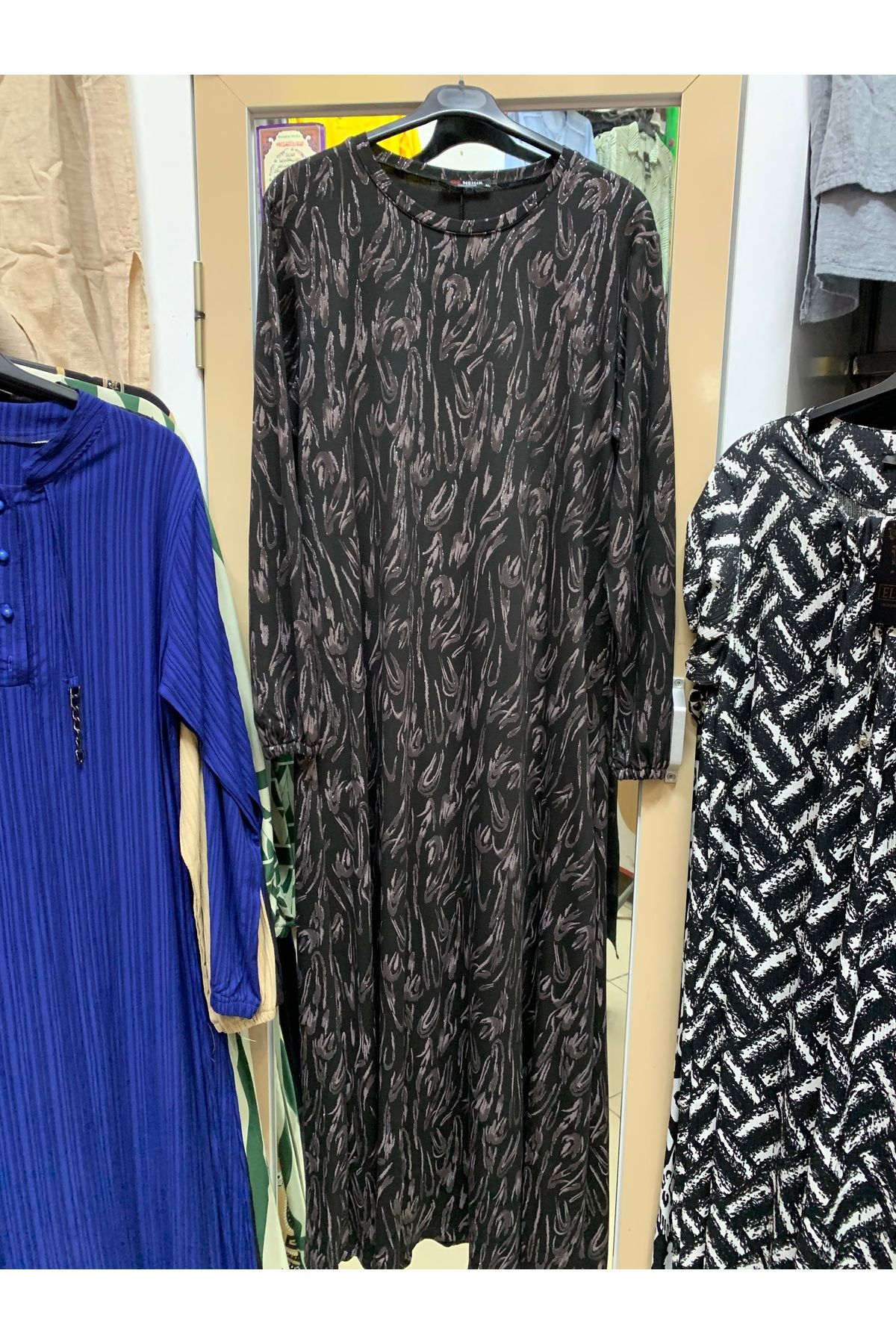 Butik Tesettür simli pamuklu penye anne elbise