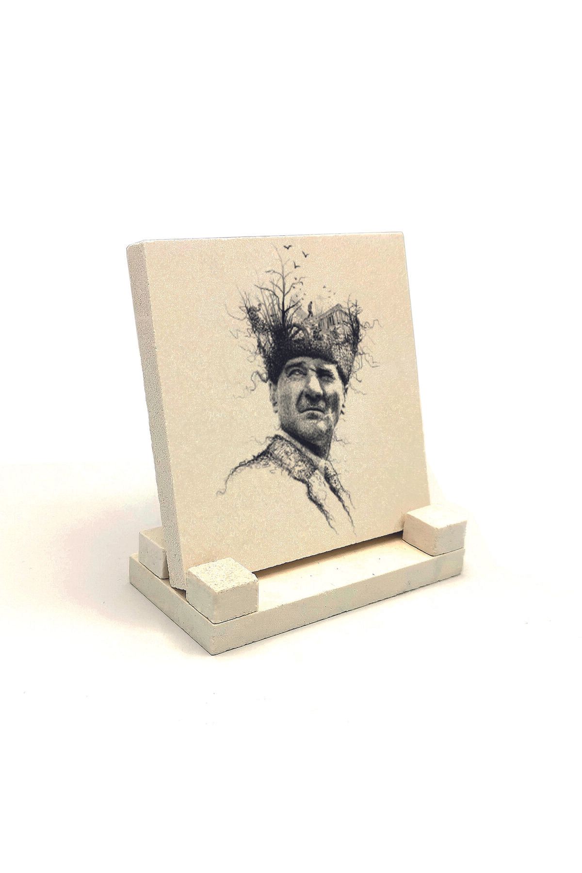 Souvenest Atatürkbaskılı Doğaltaş Masaüstlük 10x10 Krt-105