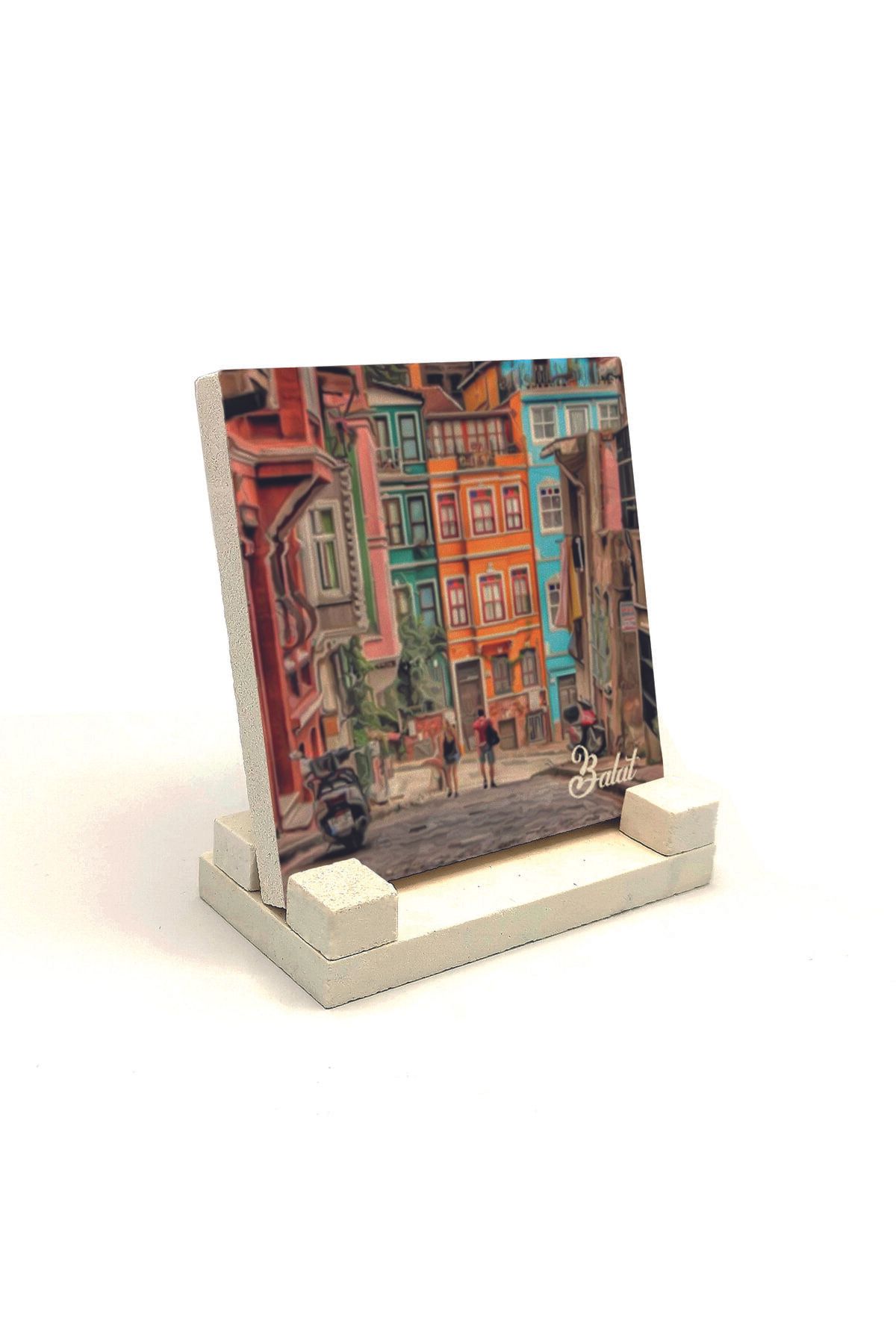 Souvenest İstanbul-balat Baskılı Doğaltaş Masaüstlük 10x10 KRT-54