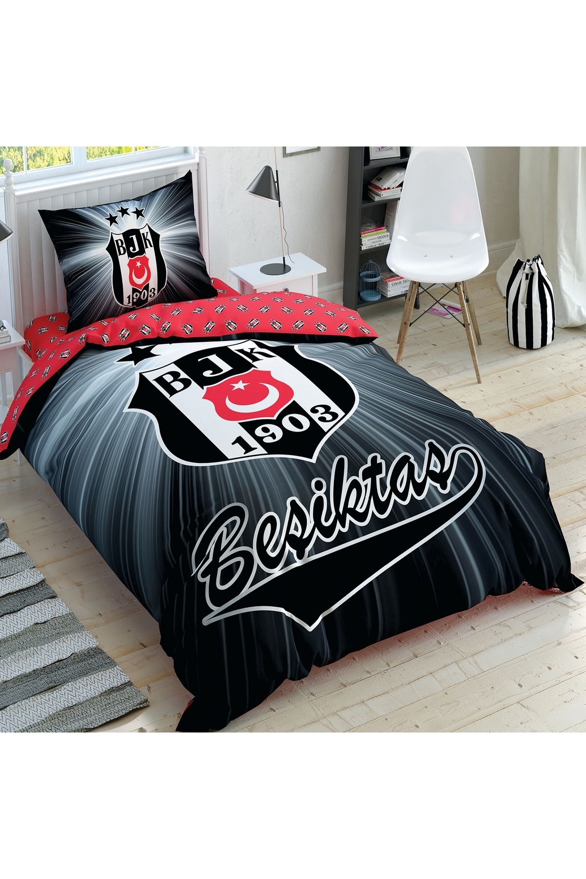 ACAR HOUSE LİSANSLI BEŞİKTAŞ LIGHT GLOW TEK KİŞİLİK NEVRESİM TAKIMI