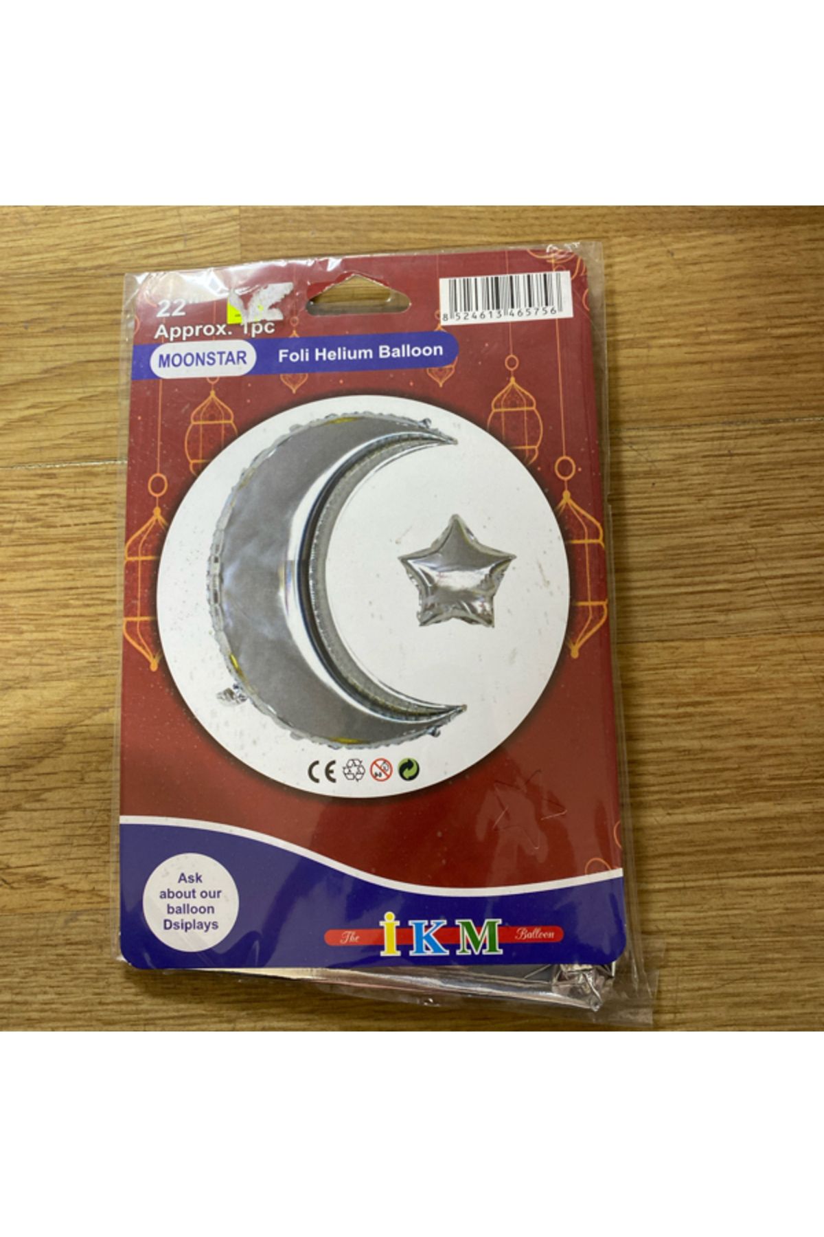 Ta-Fu Global 22'' 1PC AY YILDIZ GÜMÜŞ HELYUM BALON