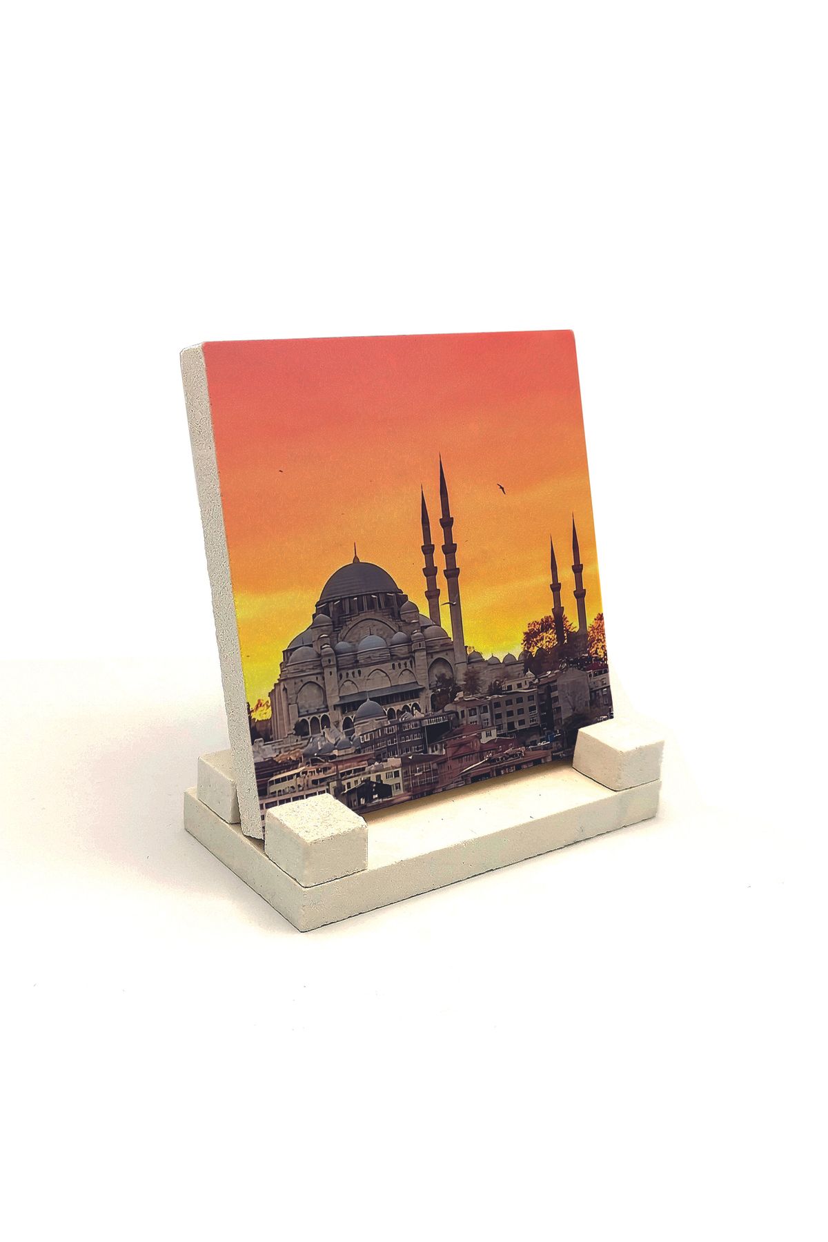 Souvenest İstanbul Süleymaniye Camii Baskılı Doğaltaş Masaüstlük (10 X 10 KRT-166)