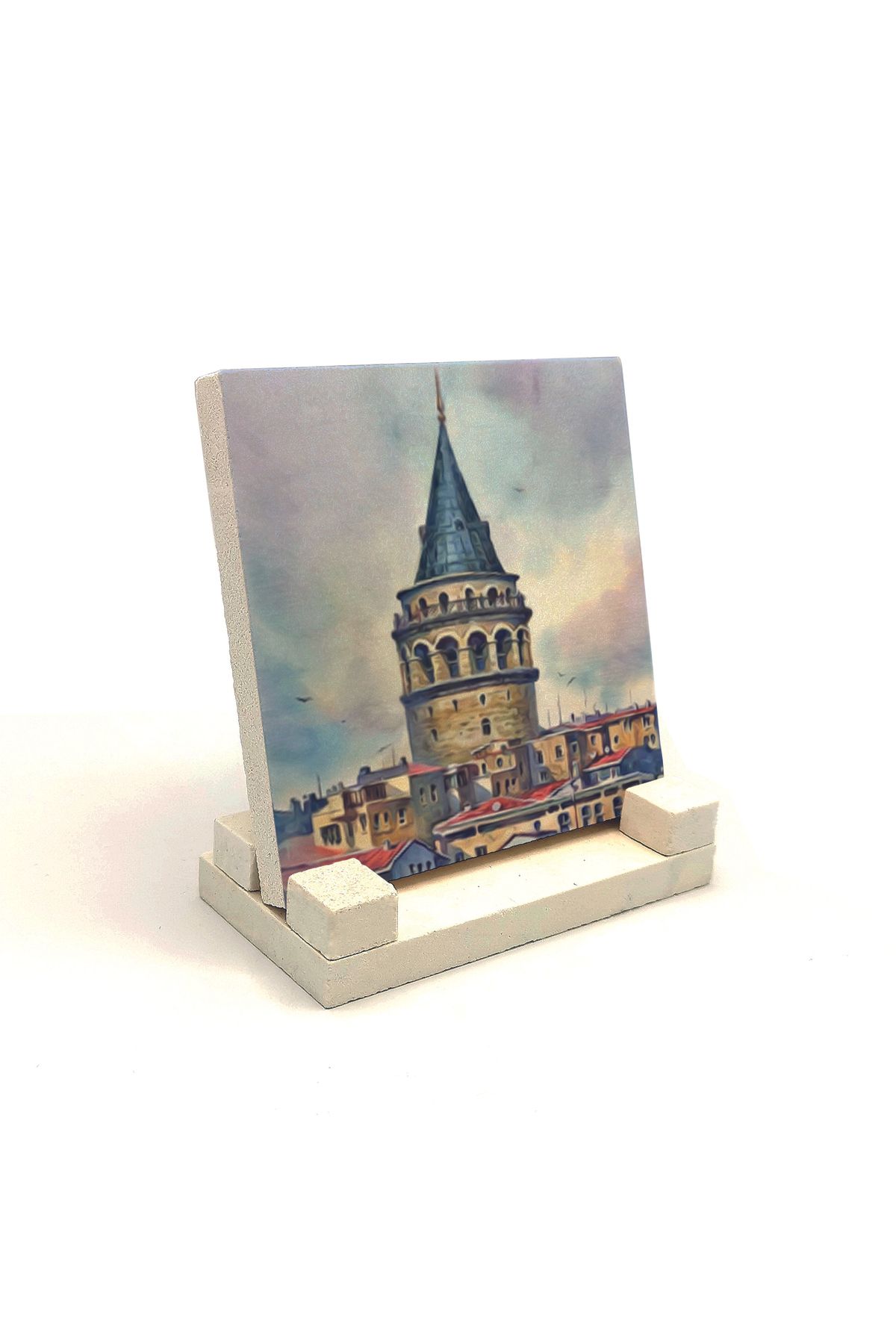 Souvenest Galata Kulesi Baskılı Doğaltaş Masaüstlük 10x10 Krt-20