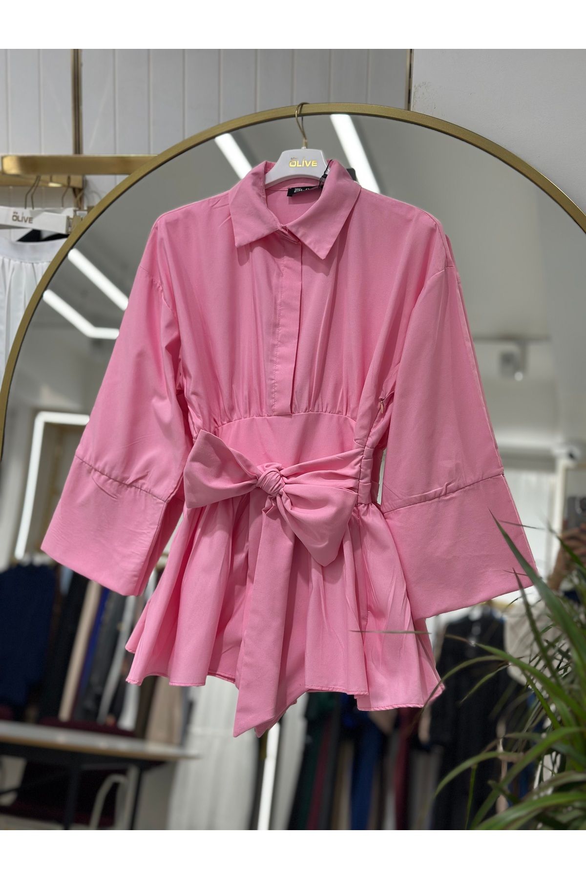 She Olive Belden Fiyonk bağlamalı tunik