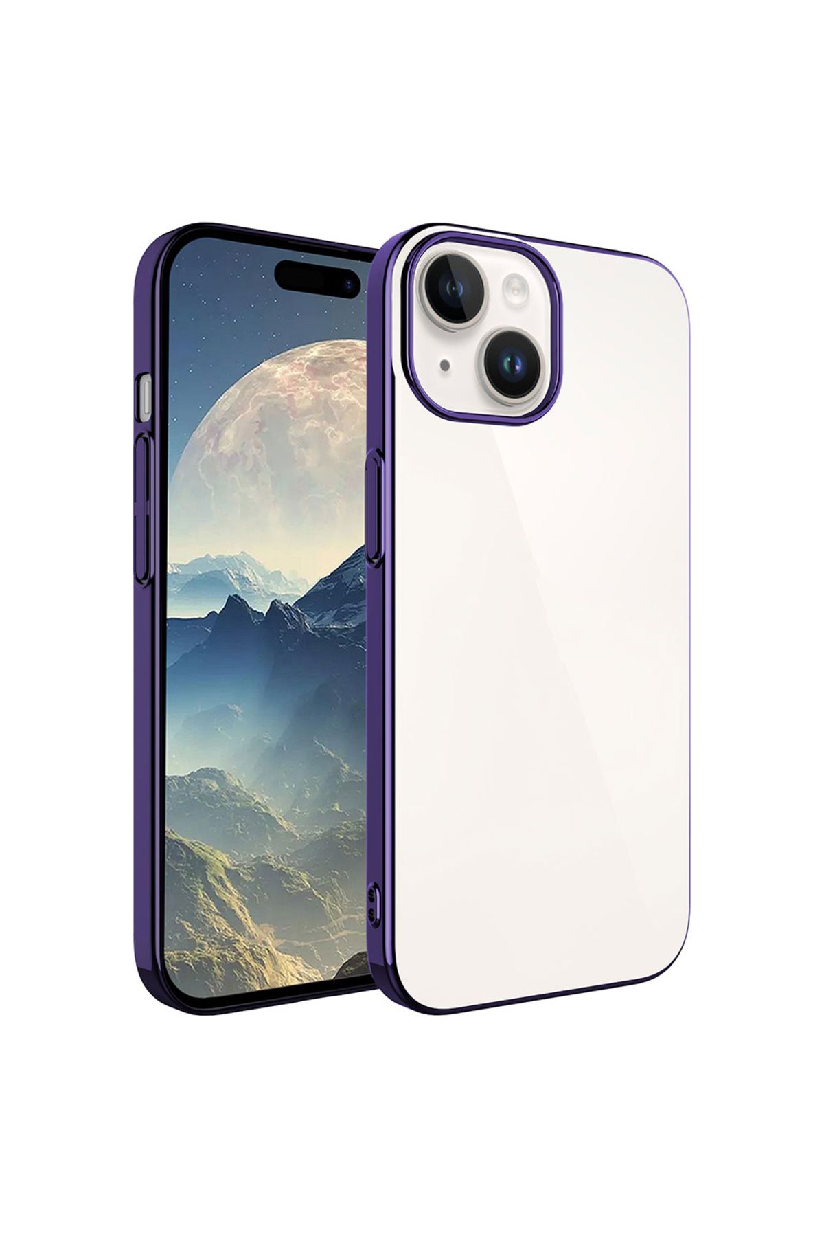 halkhouse İphone 15 Kılıf Sert PC Renkli Çerçeveli Şık Riksos Kapak