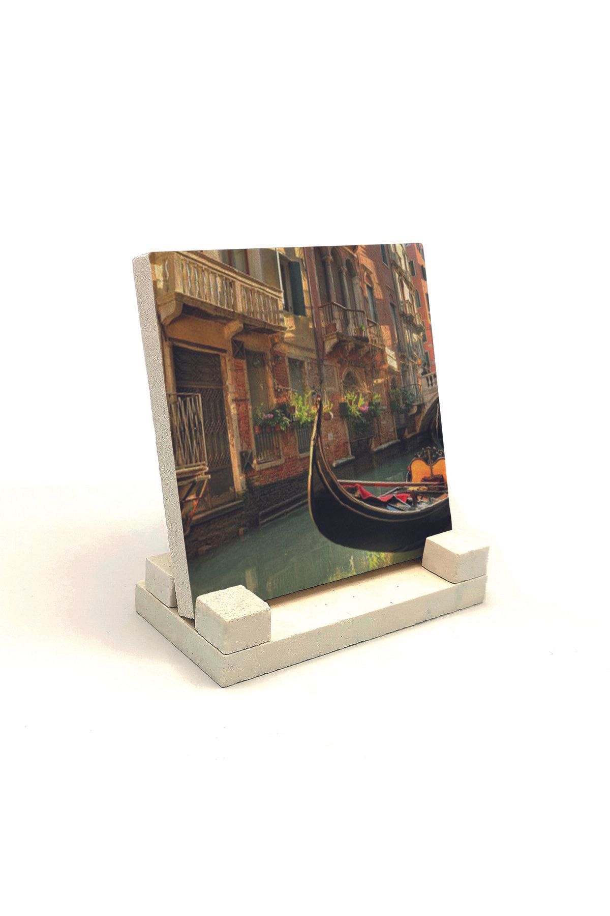Souvenest Venedik Görseli Baskılı Doğaltaş Masaüstlük 10x10 KRG-47