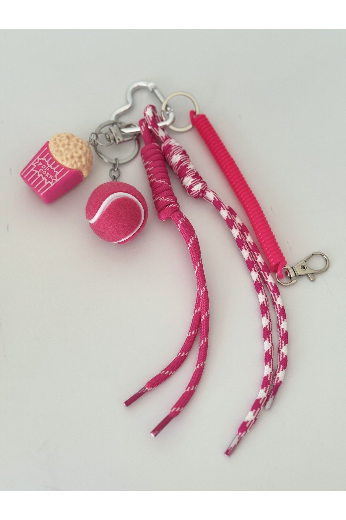 NAVY PEMBE TENİS TOPU POPCORN ÇANTA CHARM AKSESUAR ANAHTARLIK