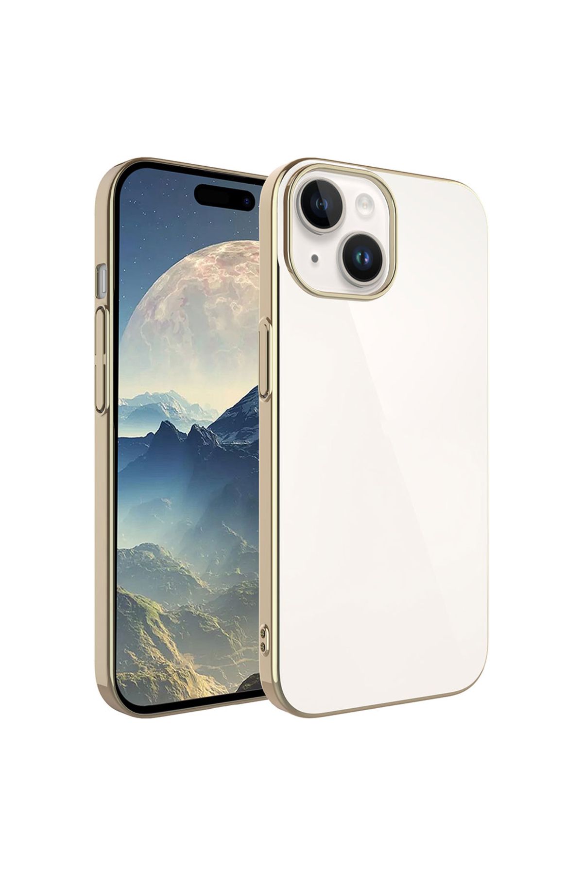 halkhouse İphone 15 Plus Kılıf Sert PC Renkli Çerçeveli Şık Riksos Kapak