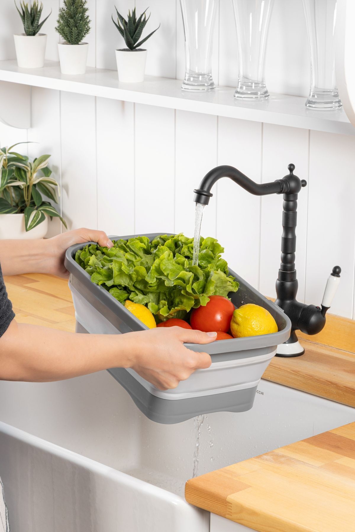 simplicity Tidy Fold Gri Akordiyon Katlanır Tıpalı Badya Leğen