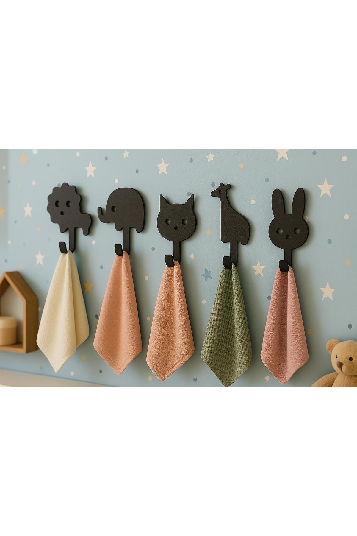 Alper Banyo Yapışkanlı Mini Hayvan Askılık – 5’li Set, Çocuk Odası Dekoru - Dolap Askılığı fotoğrafı 3 (önizleme)