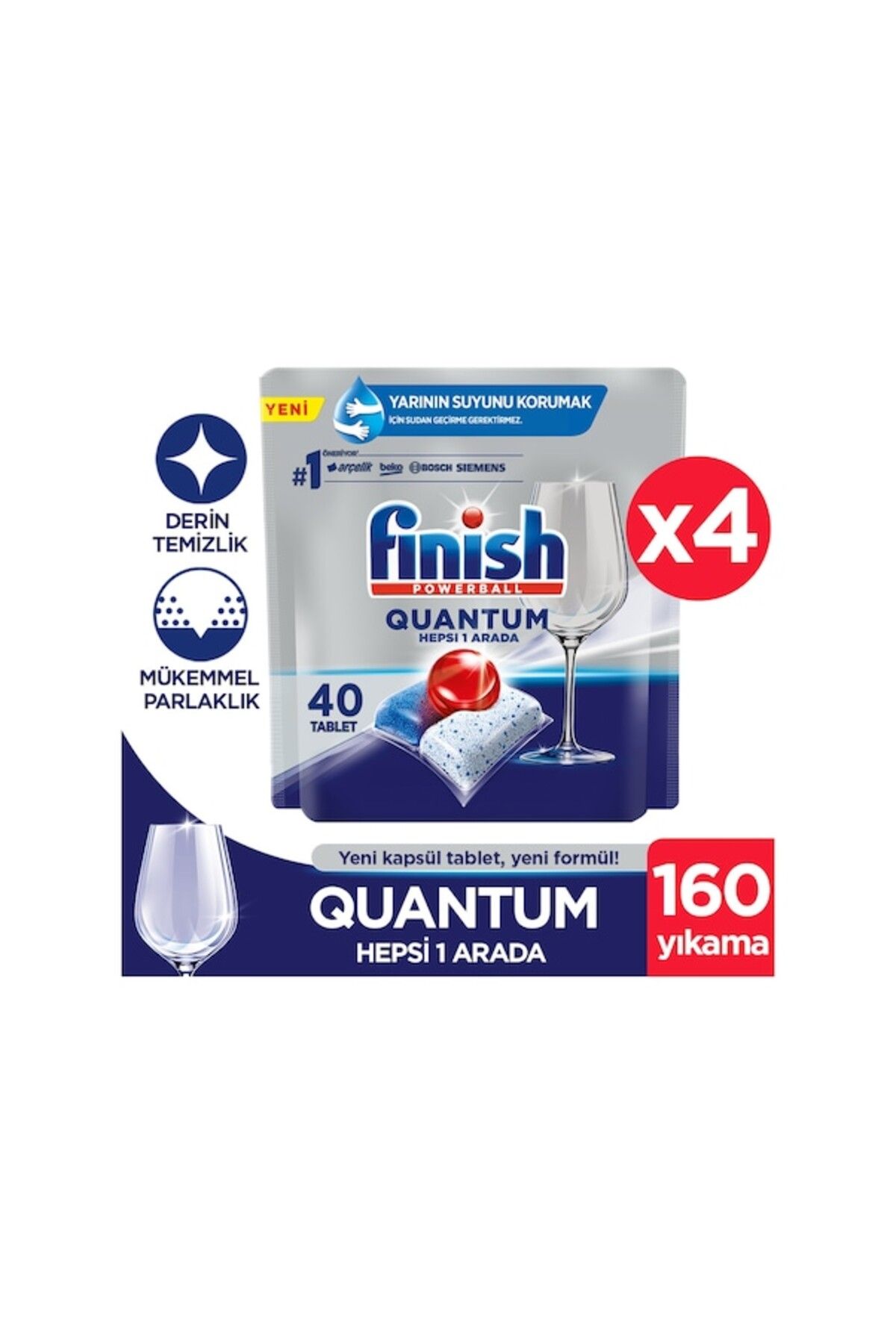 Finish Quantum 160'lı Tablet Bulaşık Makinası Deterjanı (40x4)