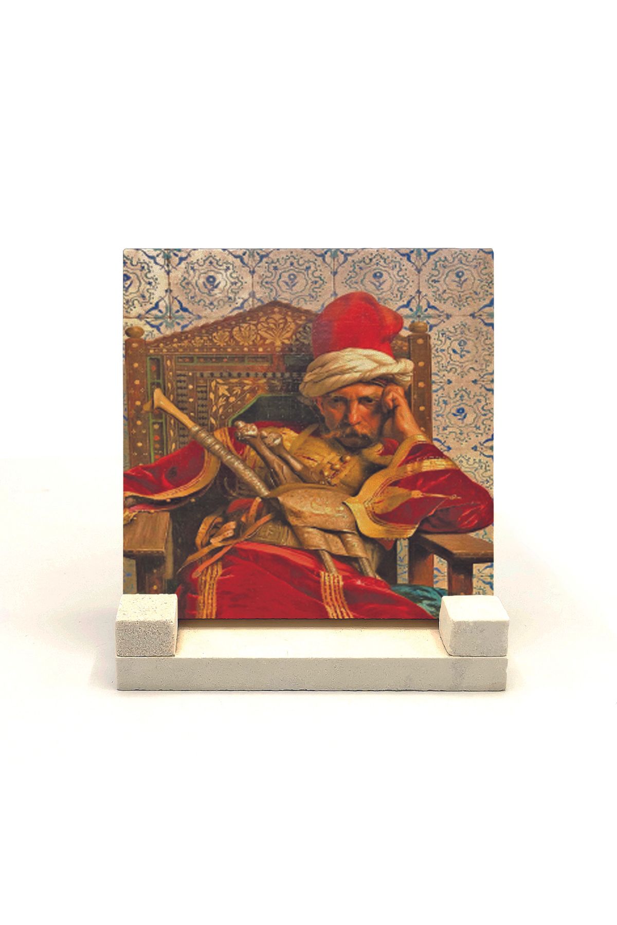 Souvenest Markos Botsaris Resmi Baskılı Doğaltaş Masaüstlük 10x10 Krt-129