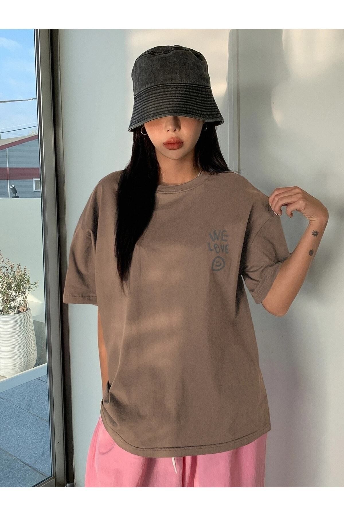 Hunors Sportswear & Company Kadın / Kız We Love Baskılı Oversize T-shirt