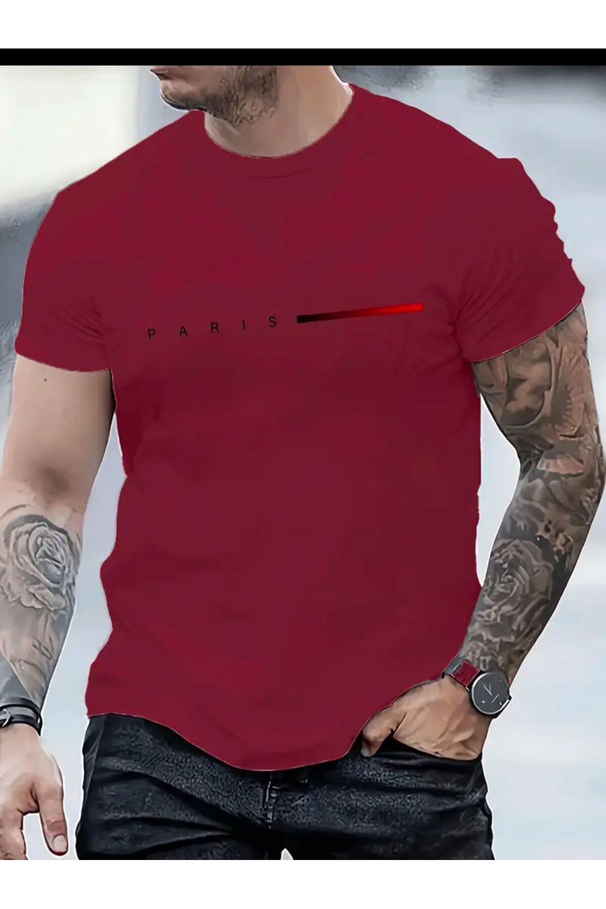 Hunors Sportswear & Company PARİS YAZI DETAYLI BASİC T-SHİRT