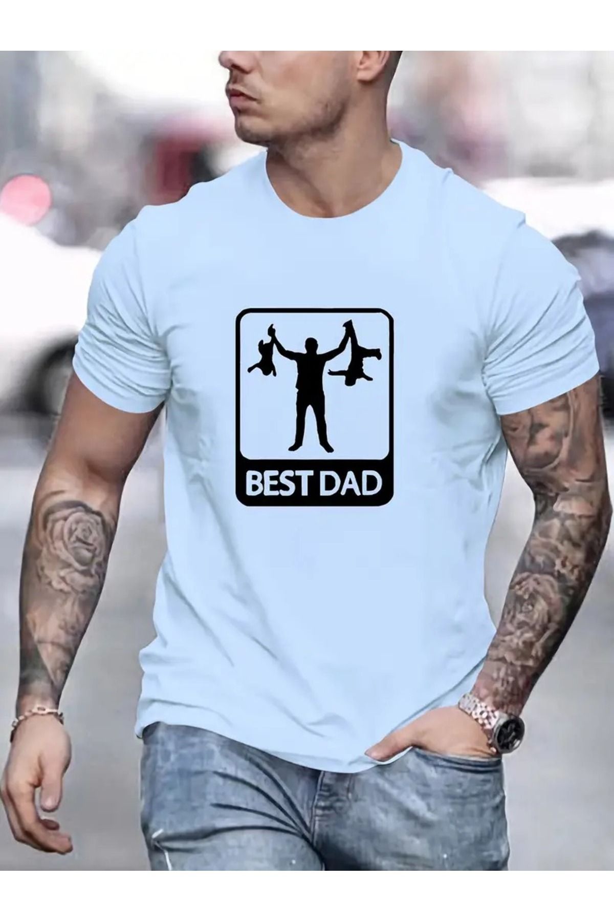 Hunors Sportswear & Company Erkek Süper İkiz Babası Baskılı Bisiklet Yaka Oversize Salaş Boyfirend Siyah T-shirt