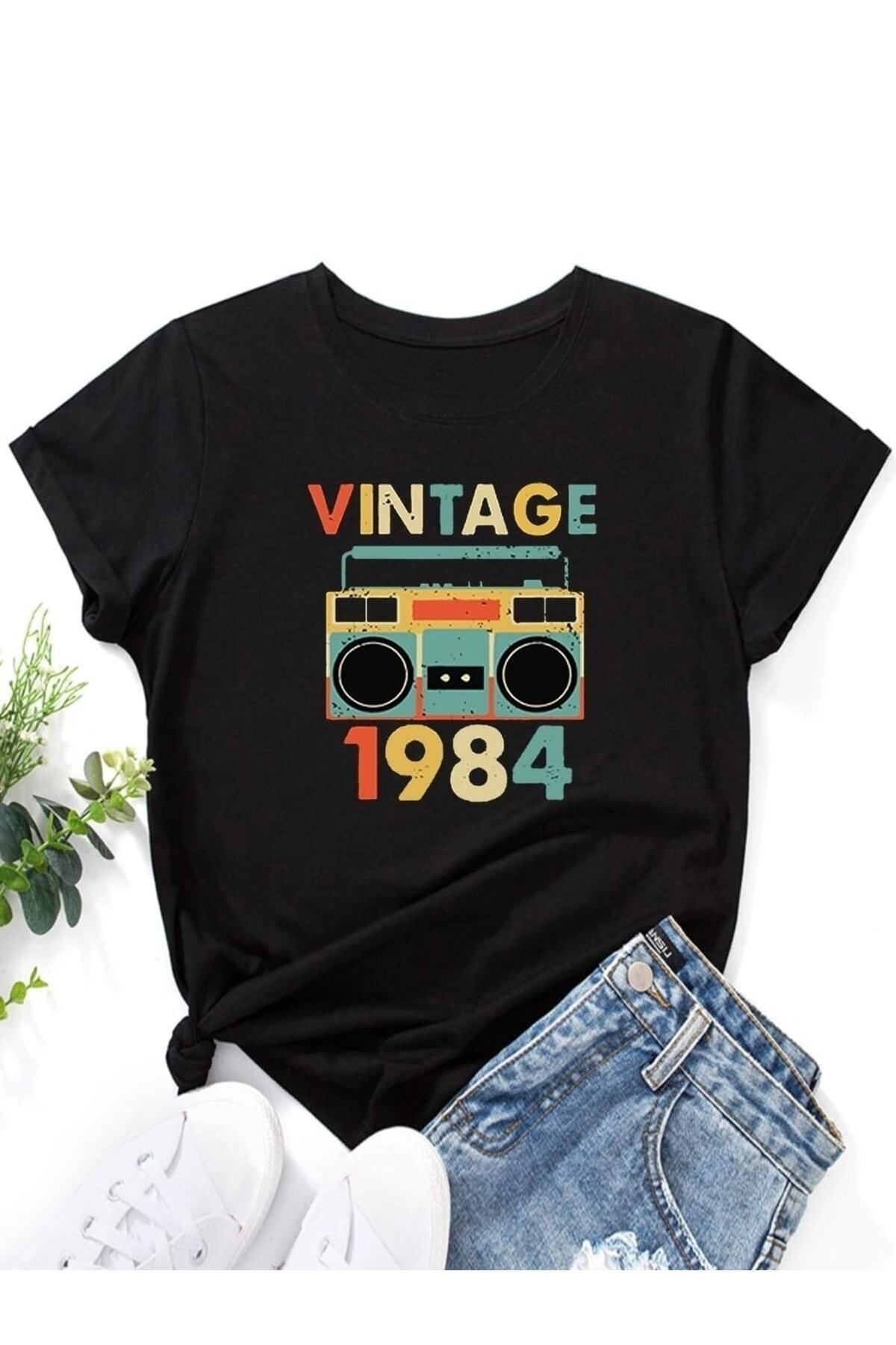Boi 1984 Vintage Baskılı Oversize T-shirt Salaş Boyfirend