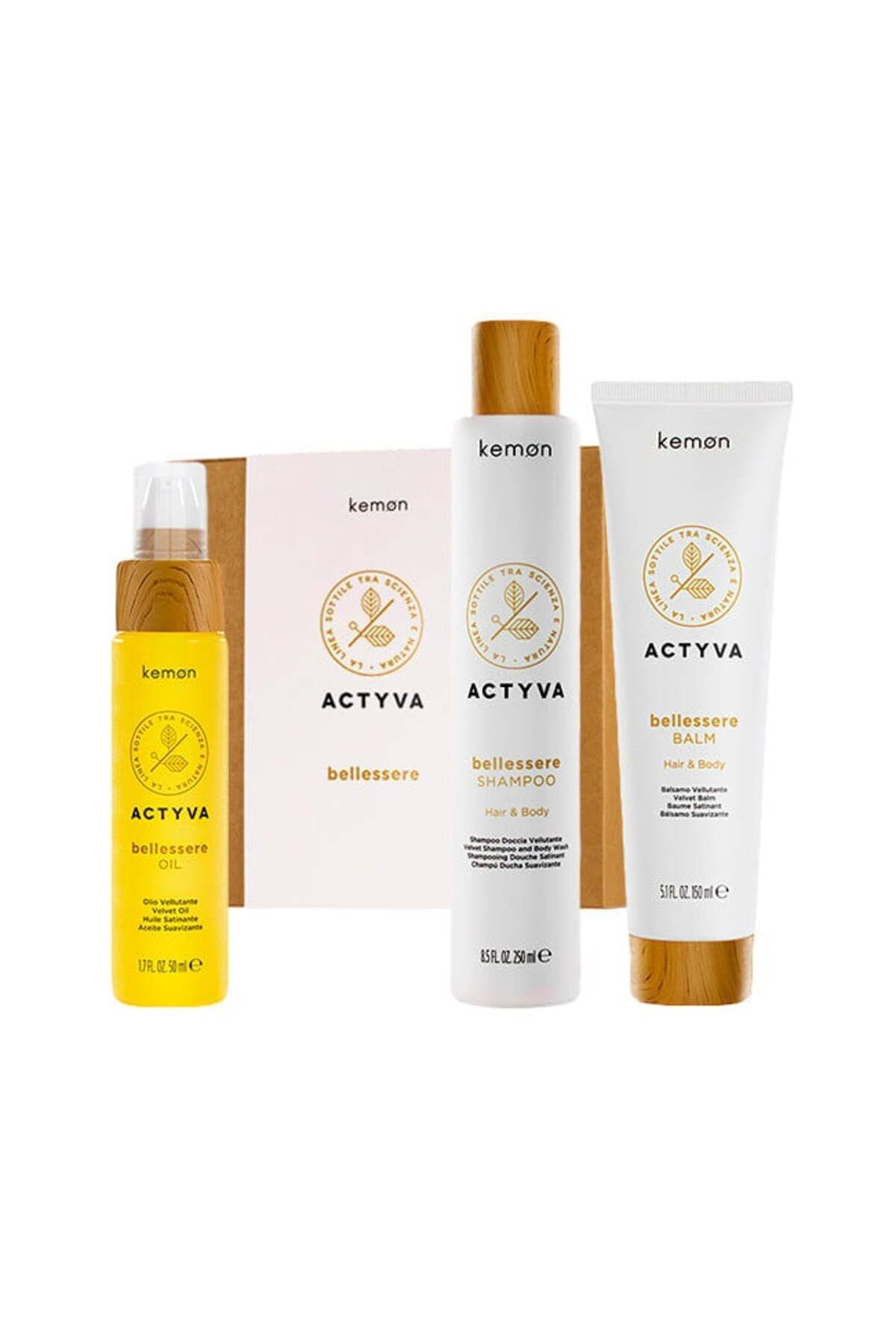 Kemon-Set Actyva Bellessere, Șampon 250 ml + Balsam 150 ml + Ulei 50 ml 1