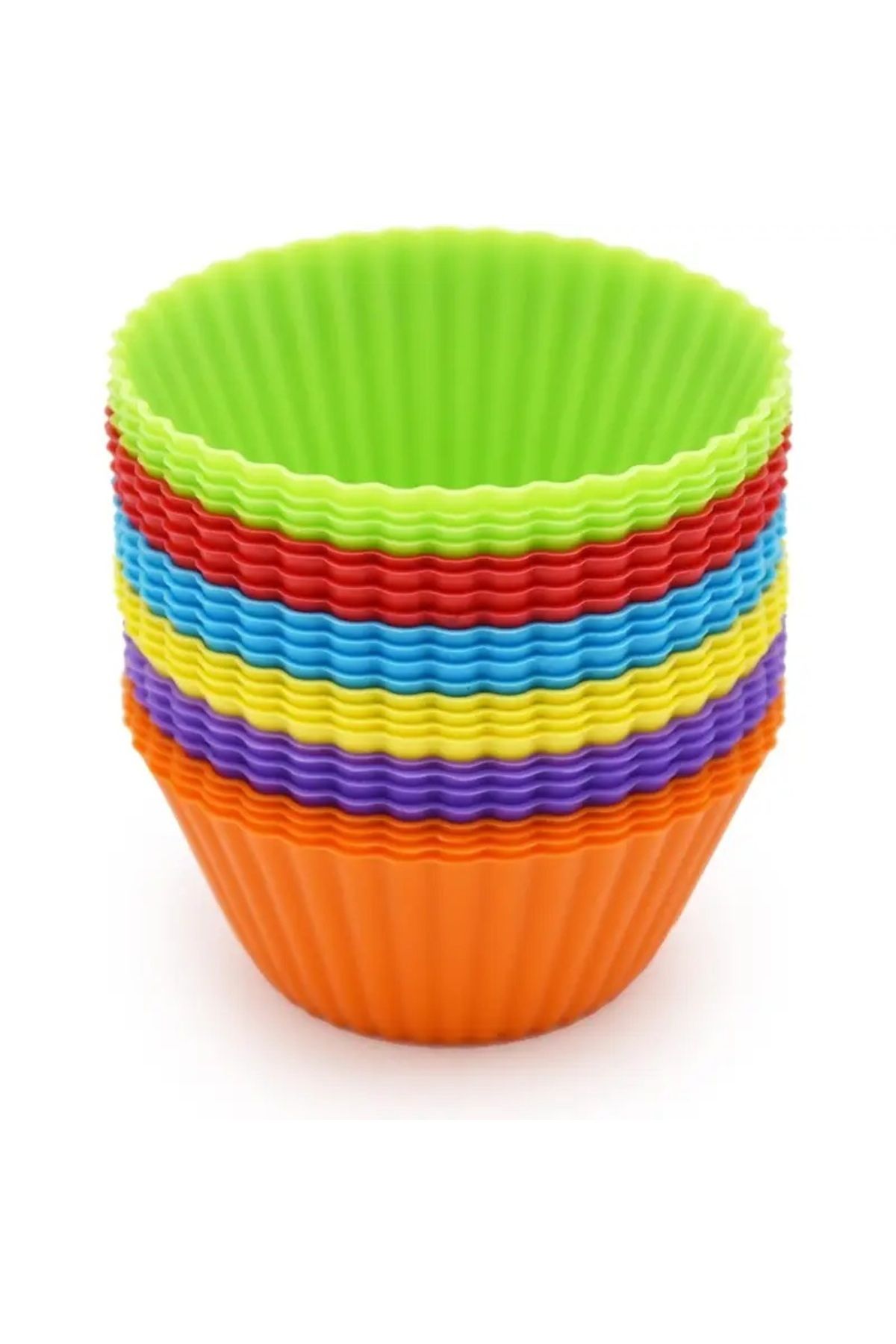 CİHO 12 Adet Silikon Tekrar Kullanılabilir Muffin , Kek , Cupcake Kalıbı Kalıpları