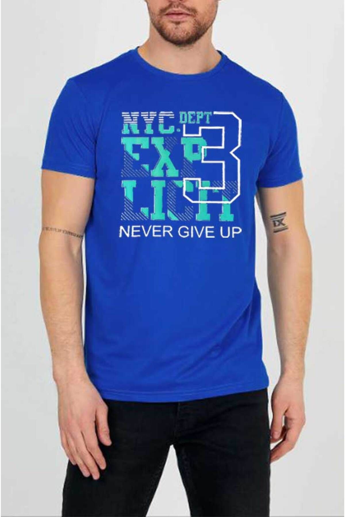 Boi Kadın ve Erkek NYC Baskılı Bisiklet Yaka Tshirt