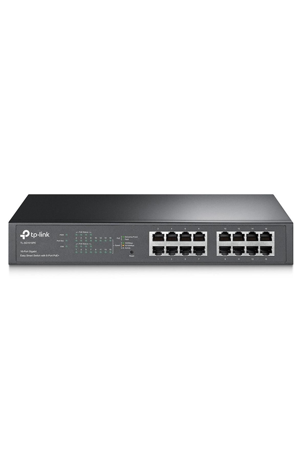 Vobotek Teknoloji -Link TL-SG1016PE 8 Port Poe+ 16 Port 10-100-1000 Mbps Switch Çelik Kasa Rack Mount