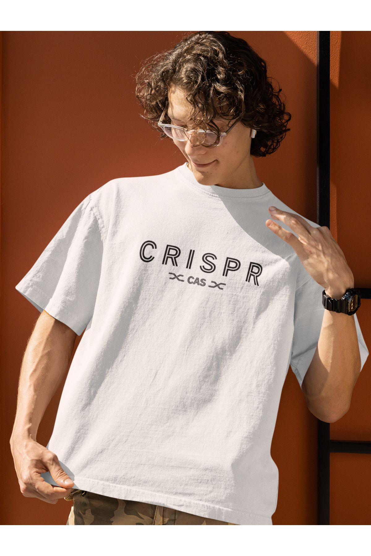 Uniquetex NUBENSE / KESPA - Oversize Unisex Baskılı Beyaz Bisiklet Yaka T-shirt (Tişört - Scientific Design)