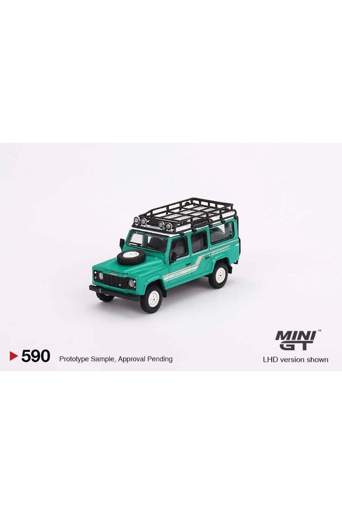 OurStyles Mini GT 1/64 Land Rover Defender 110 1985 County Station Wagon Trident Green