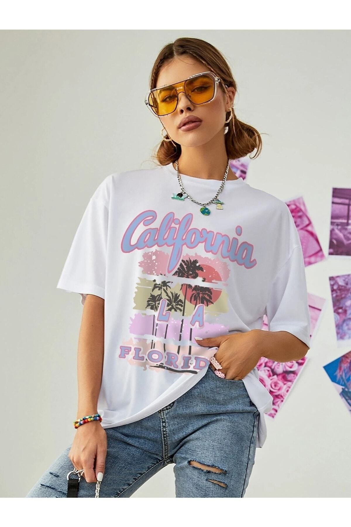 Hunors Sportswear & Company Kadın / Kız Beyaz California Oversize T-shirt