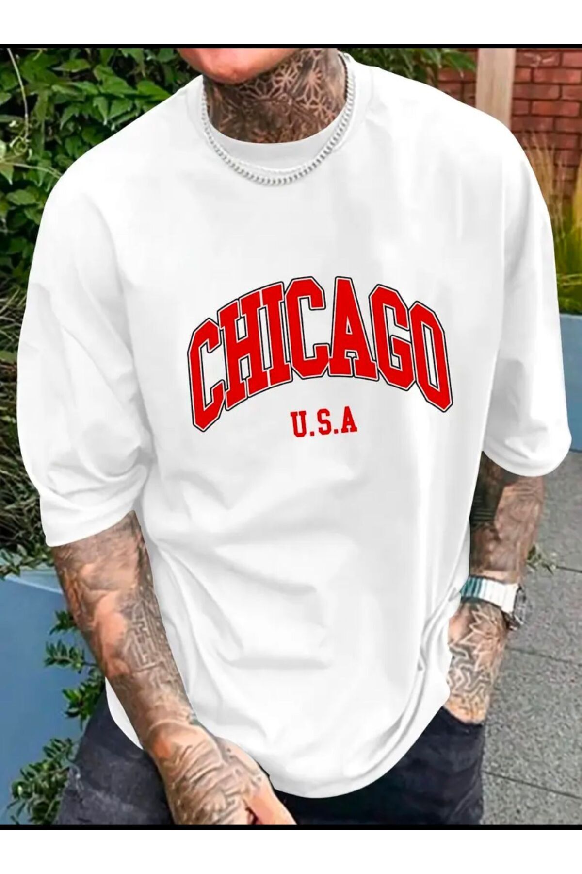 Hunors Sportswear & Company CHİCAGO YAZI DETAYLIBASİC T-SİHRT
