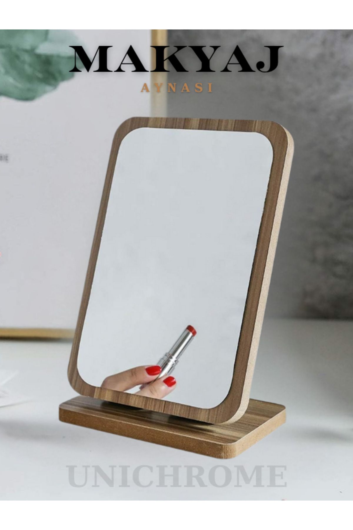 Folveit El Aynası Masa Aynası Makyaj Aynası Eğim Ayarlanabilir Kare Makeup Mirror 18cm Menteşeli