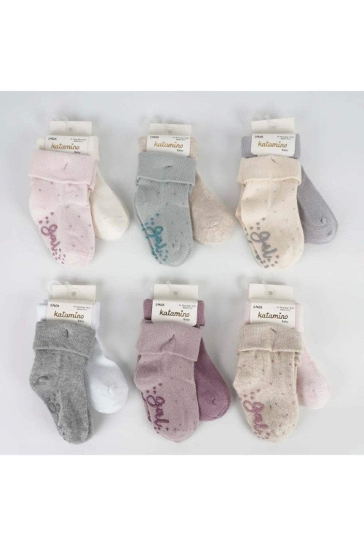 OurStyles Mettila 2'li Abs'li Kız Bebek Soket Çorap K44106 Asorti
