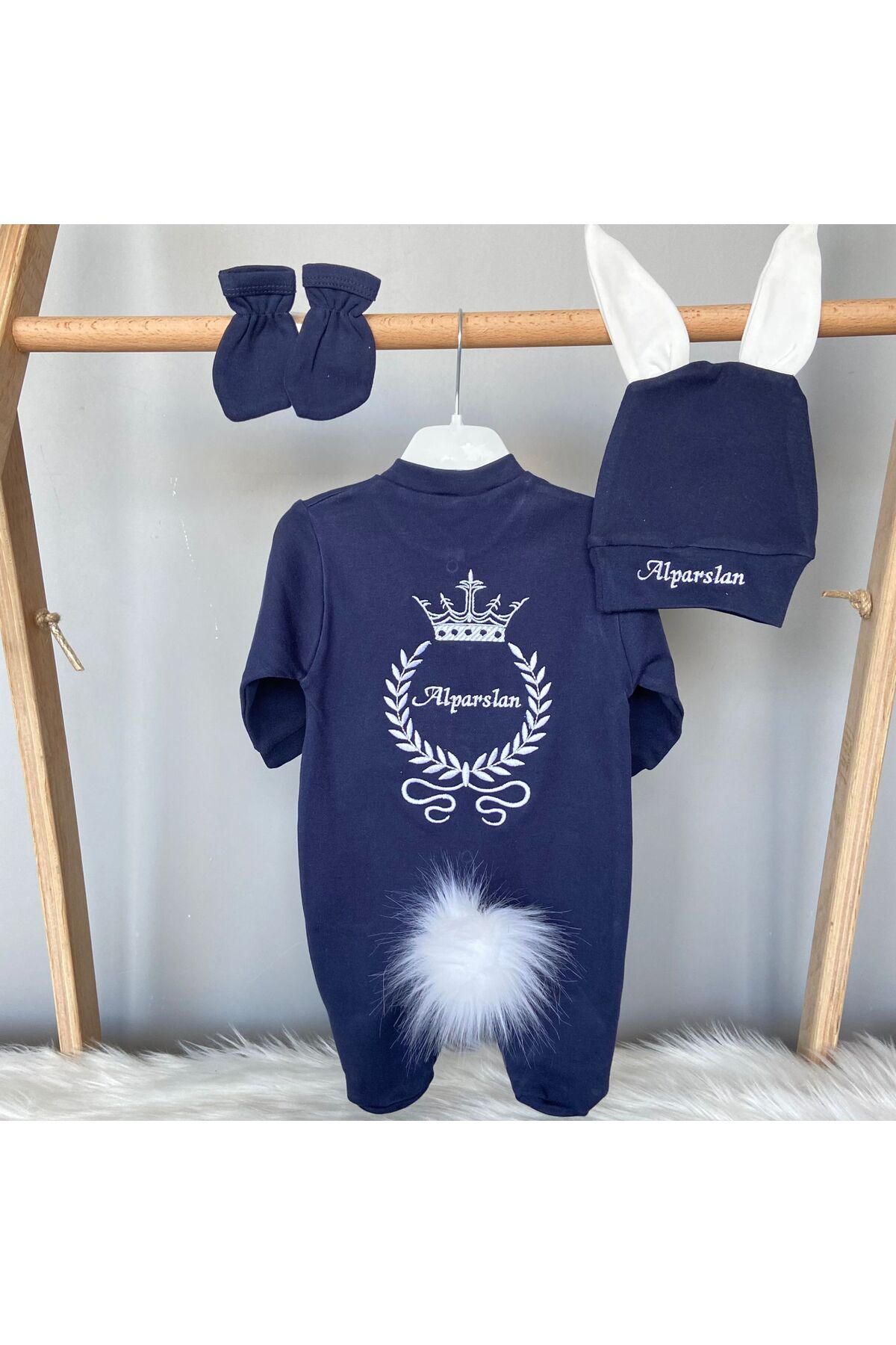 ANNEDABABY Yenidoğan İsme Özel Tulum Seti ( Nakış İşleme )
