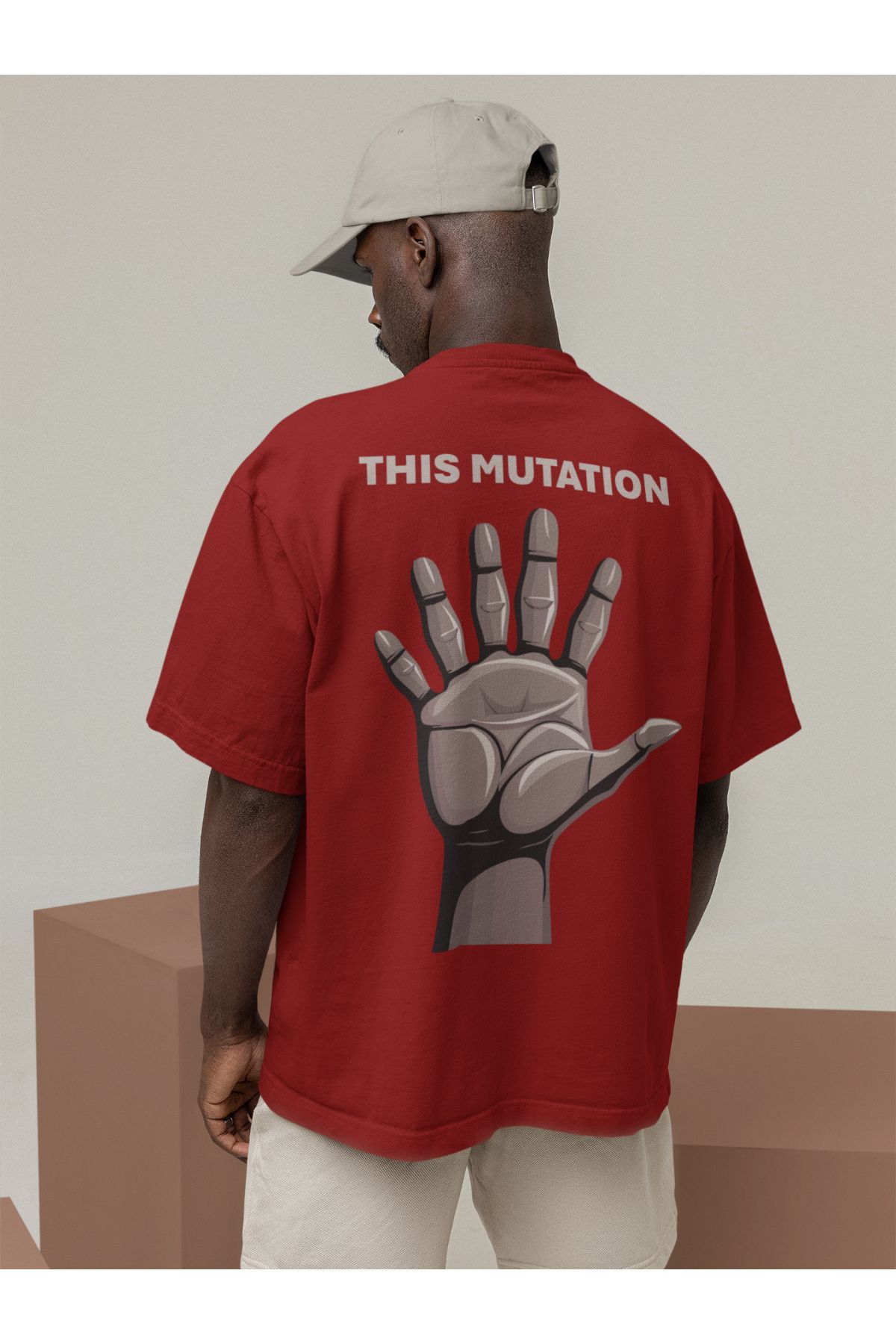 Uniquetex NUBENSE / MUTES-8 - Oversize Unisex Baskılı Bordo Bisiklet Yaka T-shirt (Tişört - Scientific Design)